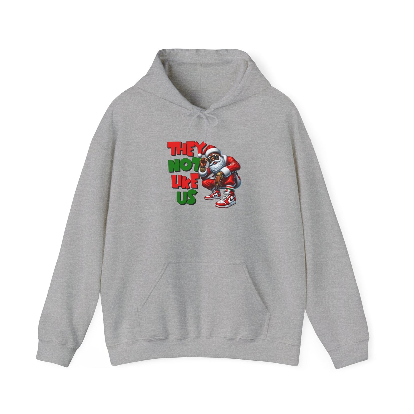 Festive Santa Graphic Hoodie - 'They Not Like Us' Unisex Heavy Blend Sweatshirt