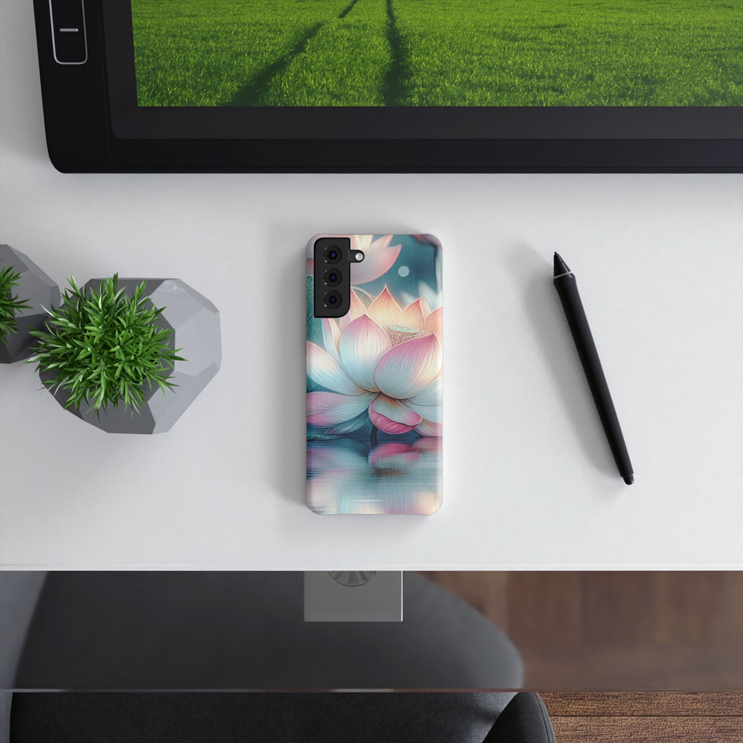 Elegant Floral Phone Case, Lotus Flower Slim Snap Case, Nature-inspired Gift, Smartphone Protection, Minimalistic Decor