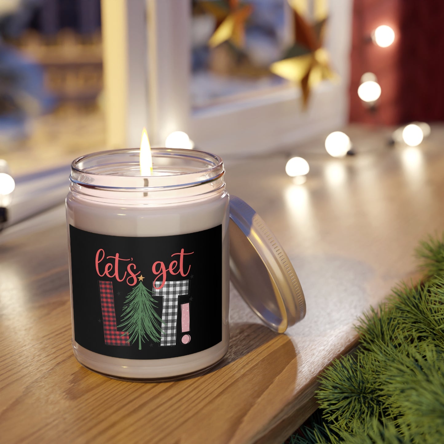 Holiday Scented Candle - "Let's Get Lit!" - Cozy Home Decor, Christmas Gift, Aromatherapy, Party Favors, Self-Care