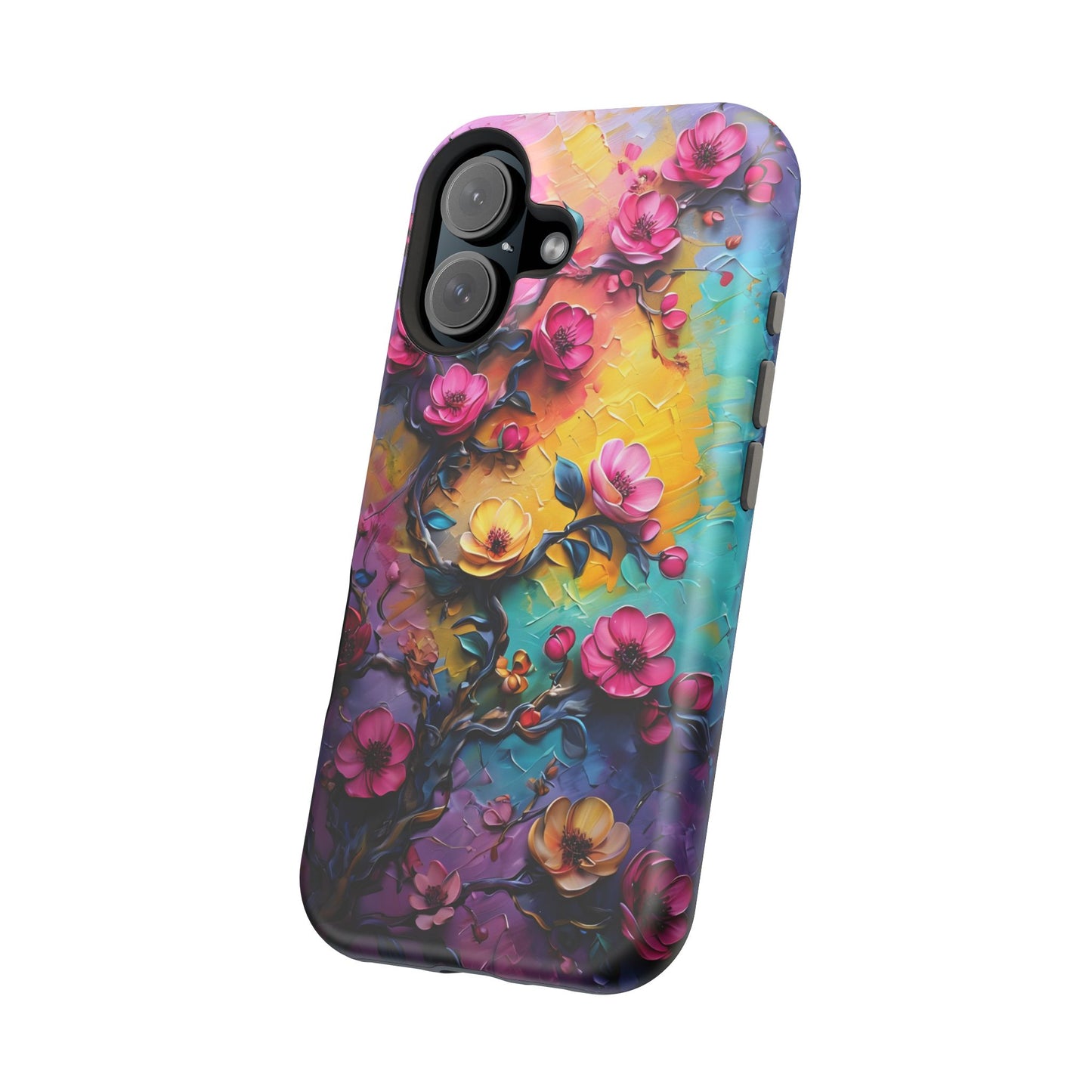 Floral Magnetic Tough Case, Vibrant Phone Cover, Durable Protection, Gift for Flower Lovers, Colorful Floral Design