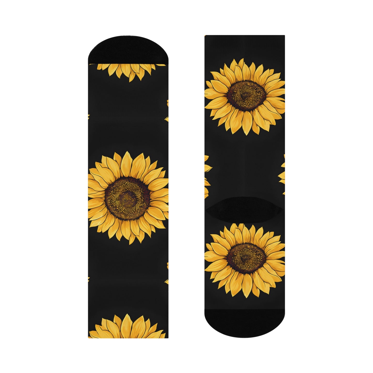 Sunflower Cushioned Crew Socks, Comfortable Floral Socks, Gift for Her, Spring Fashion, Perfect for Casual Wear, Vacation Essentials