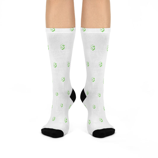 Fun Money Sign Cushioned Crew Socks | Cozy Gift for Financial Nerds, Birthday, Holiday, Casual Wear, Unique Fashion Statement