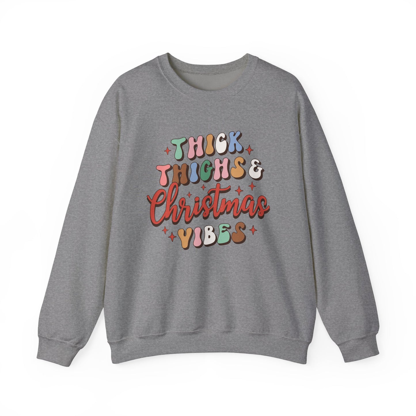 Thick Thighs & Christmas Vibes Sweatshirt, Cozy Holiday Crewneck, Funny Christmas Gift, Unisex Winter Apparel, Cute Christmas