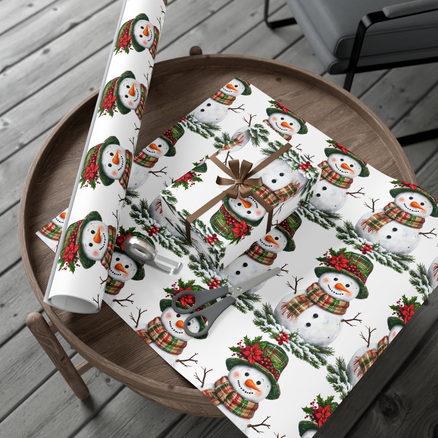 Christmas Gift Wrap Papers - Festive Snowman Design