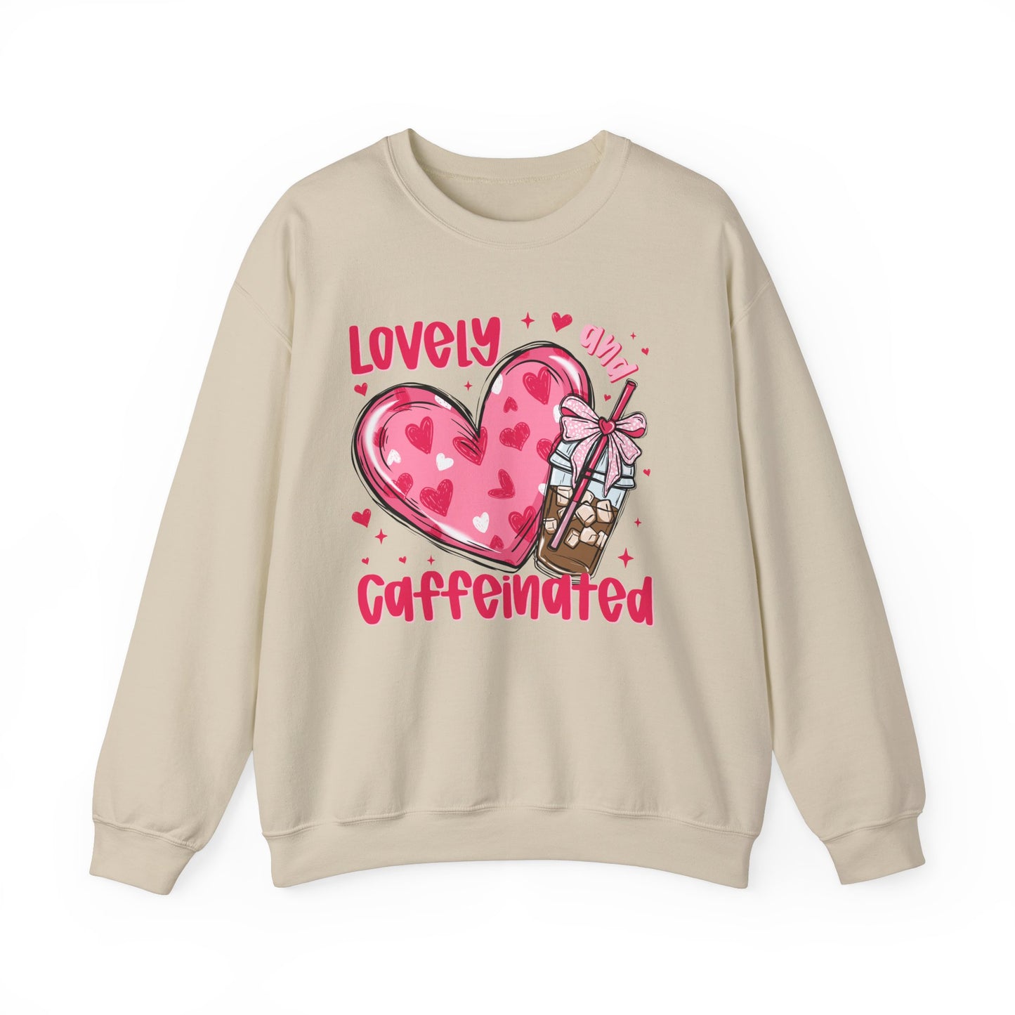 Lovely Caffeinated Heart Sweatshirt, Cozy Coffee Lover Gift, Valentines Day, Cute Her, Comfy Casual Wear, Unisex Pullover, Warm Jumper