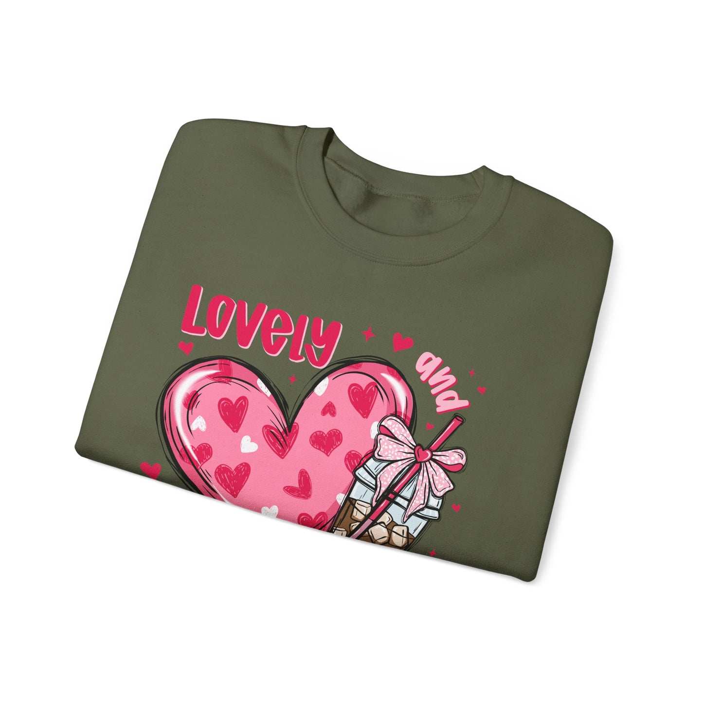 Lovely Caffeinated Heart Sweatshirt, Cozy Coffee Lover Gift, Valentines Day, Cute Her, Comfy Casual Wear, Unisex Pullover, Warm Jumper