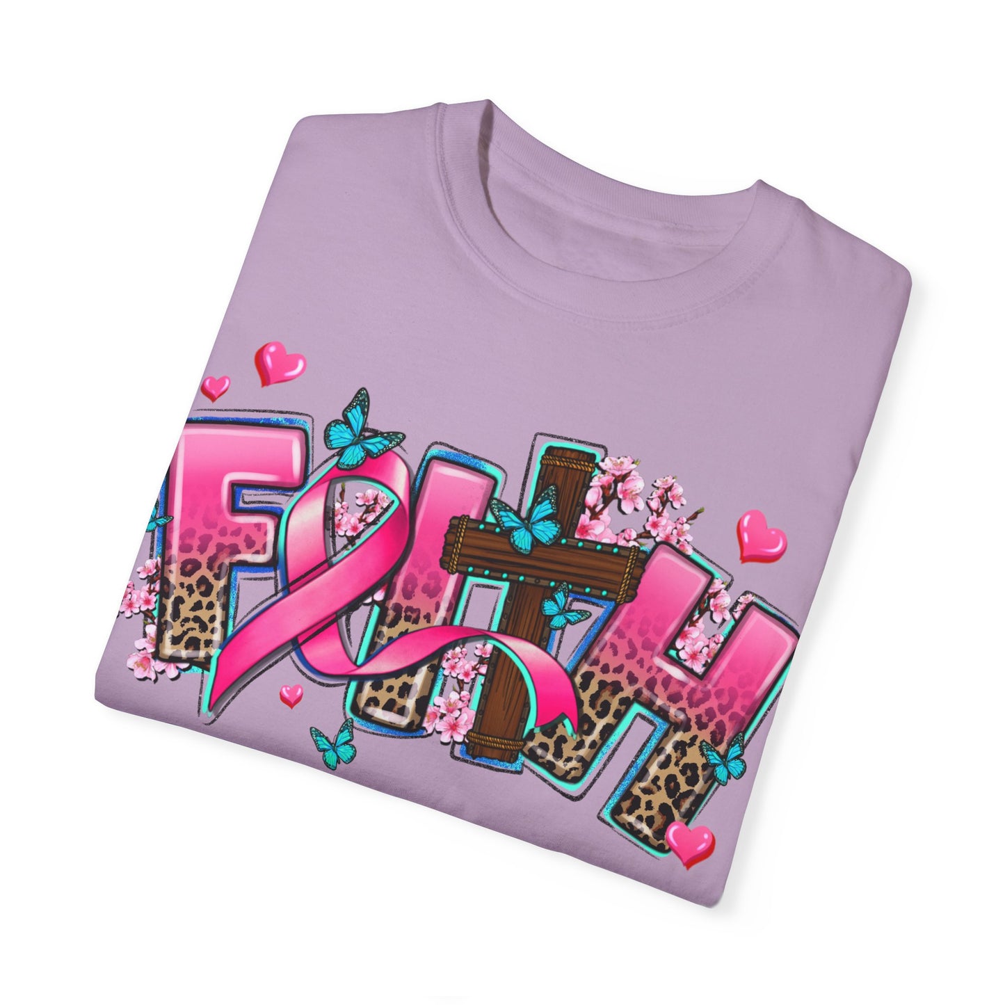 Faith Graphic Unisex Garment-Dyed T-Shirt - Inspirational Pink Design