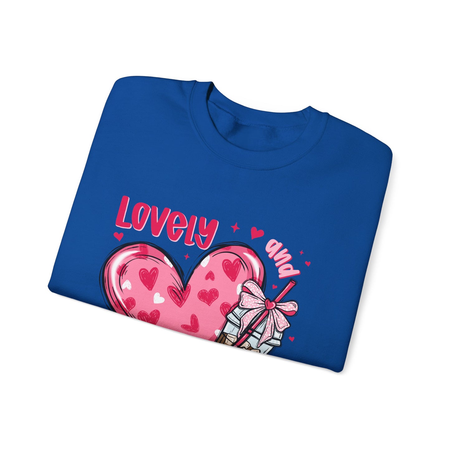 Lovely Caffeinated Unisex Crewneck Sweatshirt - Cozy Heart Design