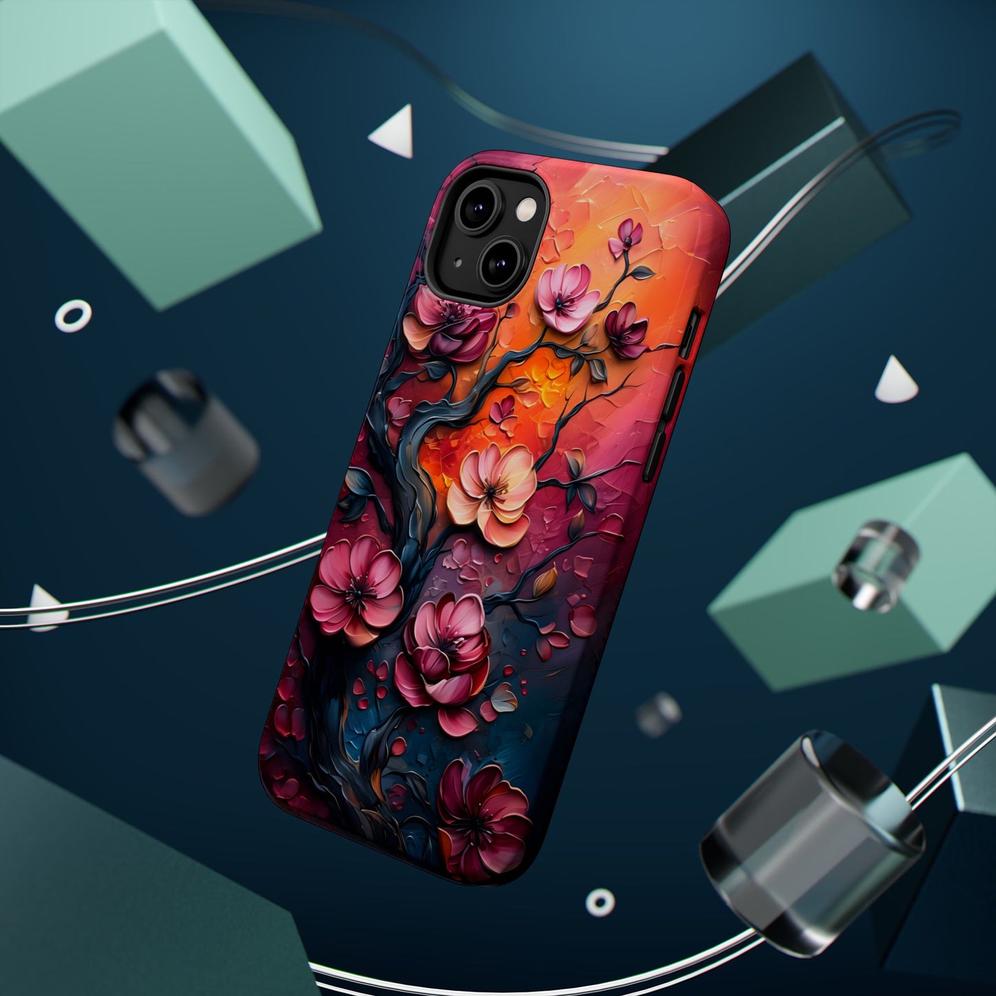 Floral Magnetic Tough Case - Colorful Flower Design Phone Cover, Gift for Her, Smartphone Accessories, Nature Lover, Unique