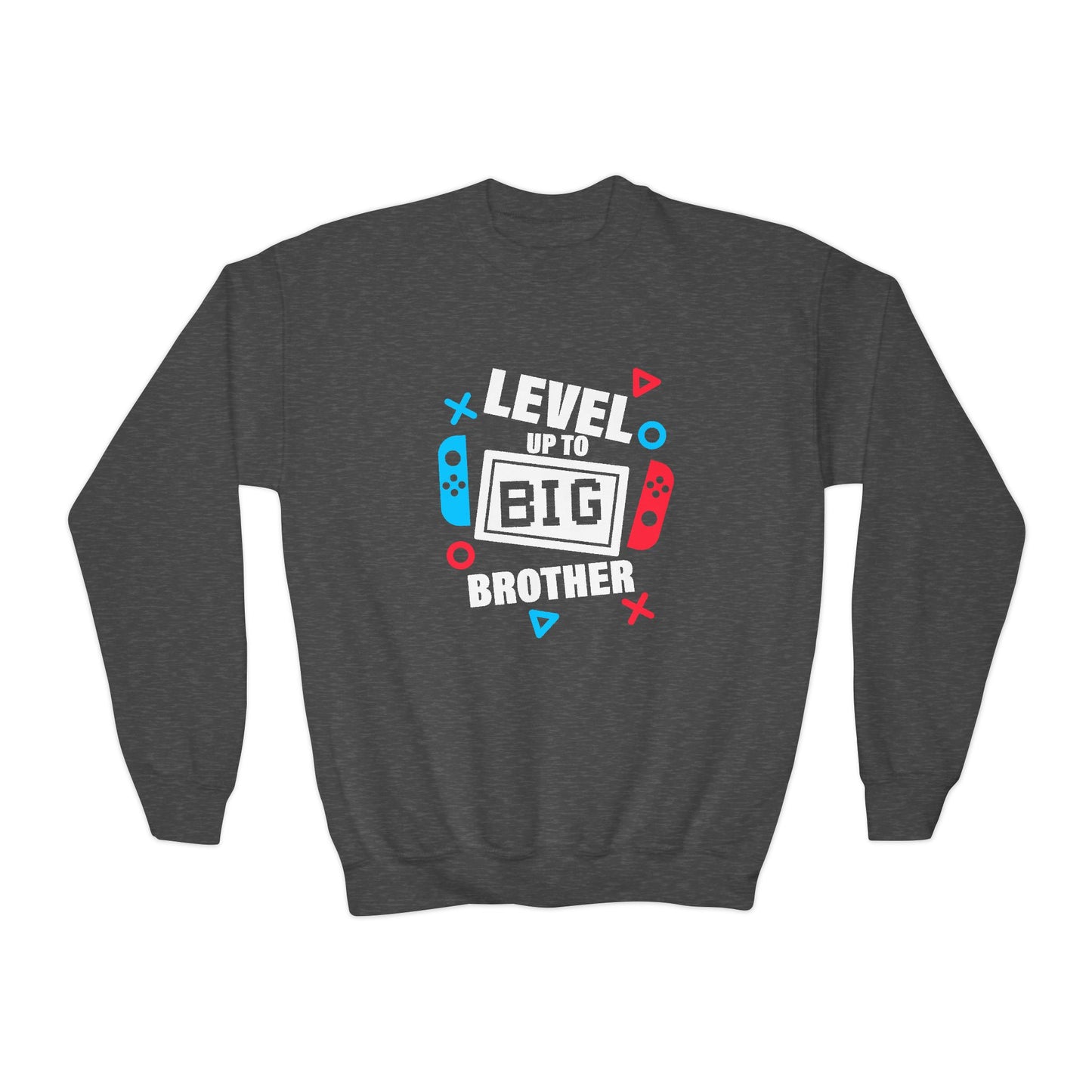 Video Game Inspired Youth Crewneck Sweatshirt - Level Up to Big Brother