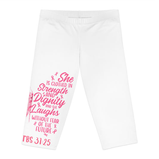 Inspirational Women’s Capri Leggings - Strength & Dignity Design