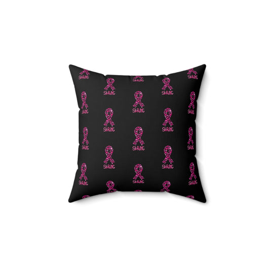 Pink Ribbon Love Pillow, Breast Cancer Awareness Support Cushion, Home Decor Gift