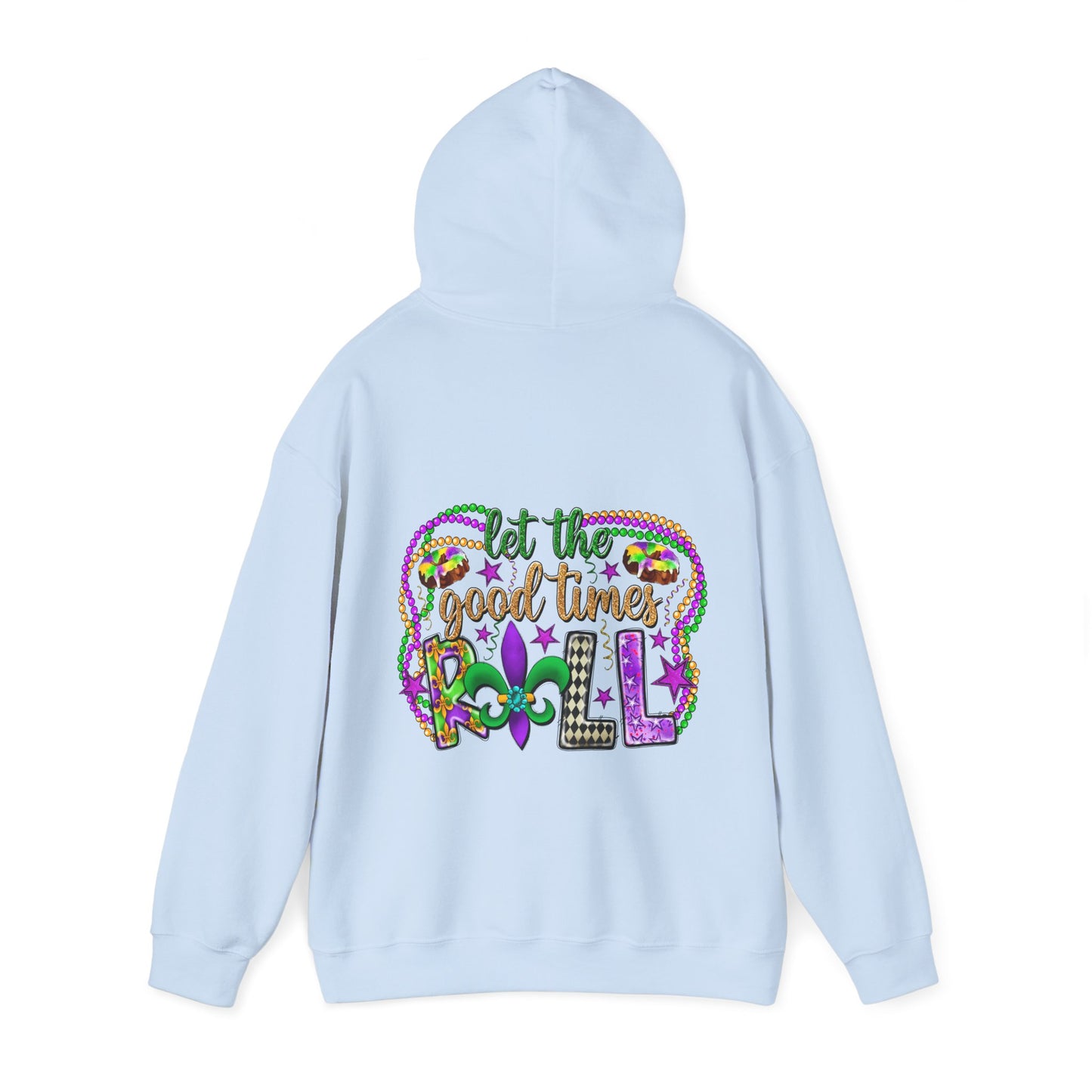 Mardi Gras Celebration Hoodie, Unisex Heavy Blend Sweatshirt, Fun Graphic Pullover, Party Apparel, Carnival Clothing, Festival Outfit