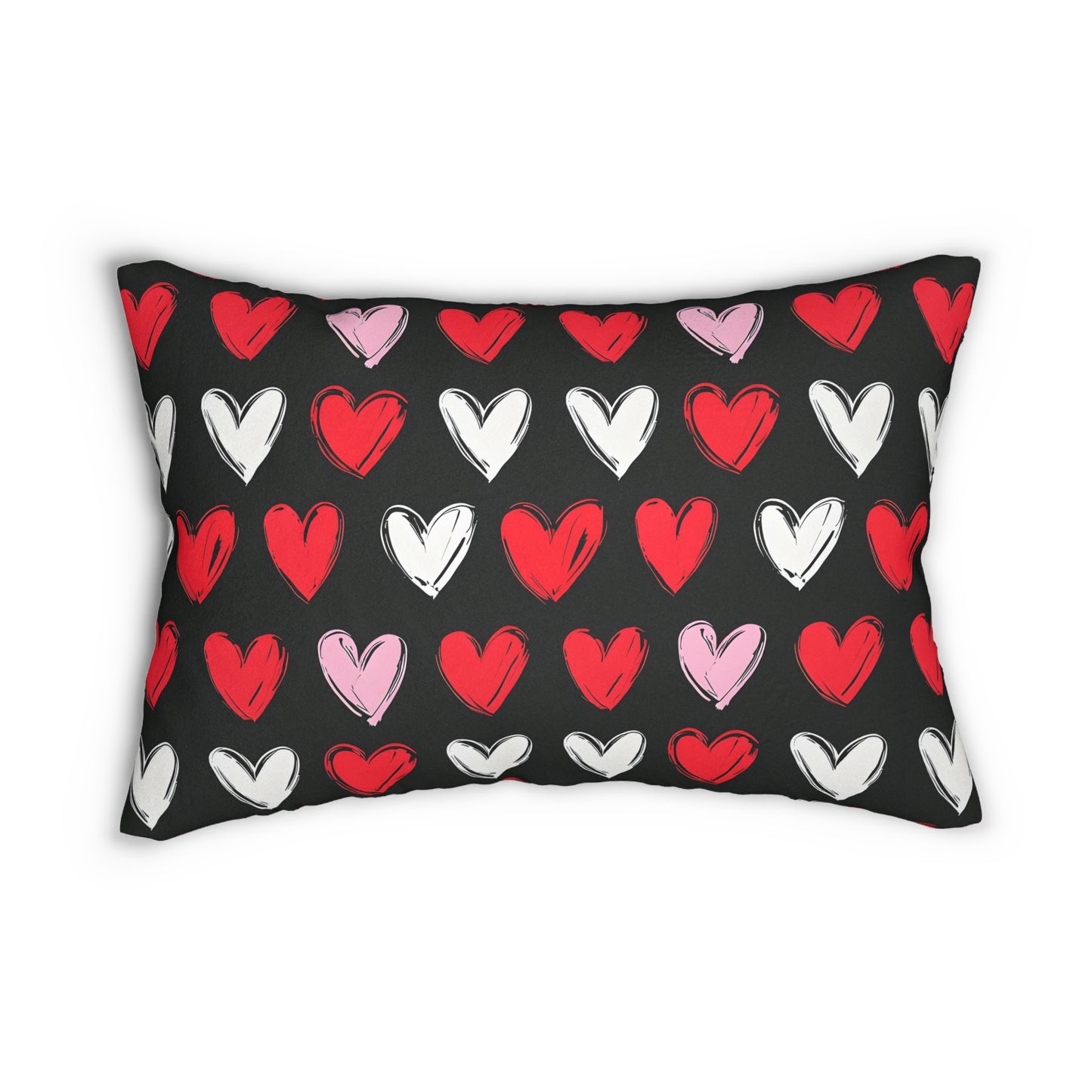 Heart Print Lumbar Pillow - Romantic Home Decor for Valentine’s Day