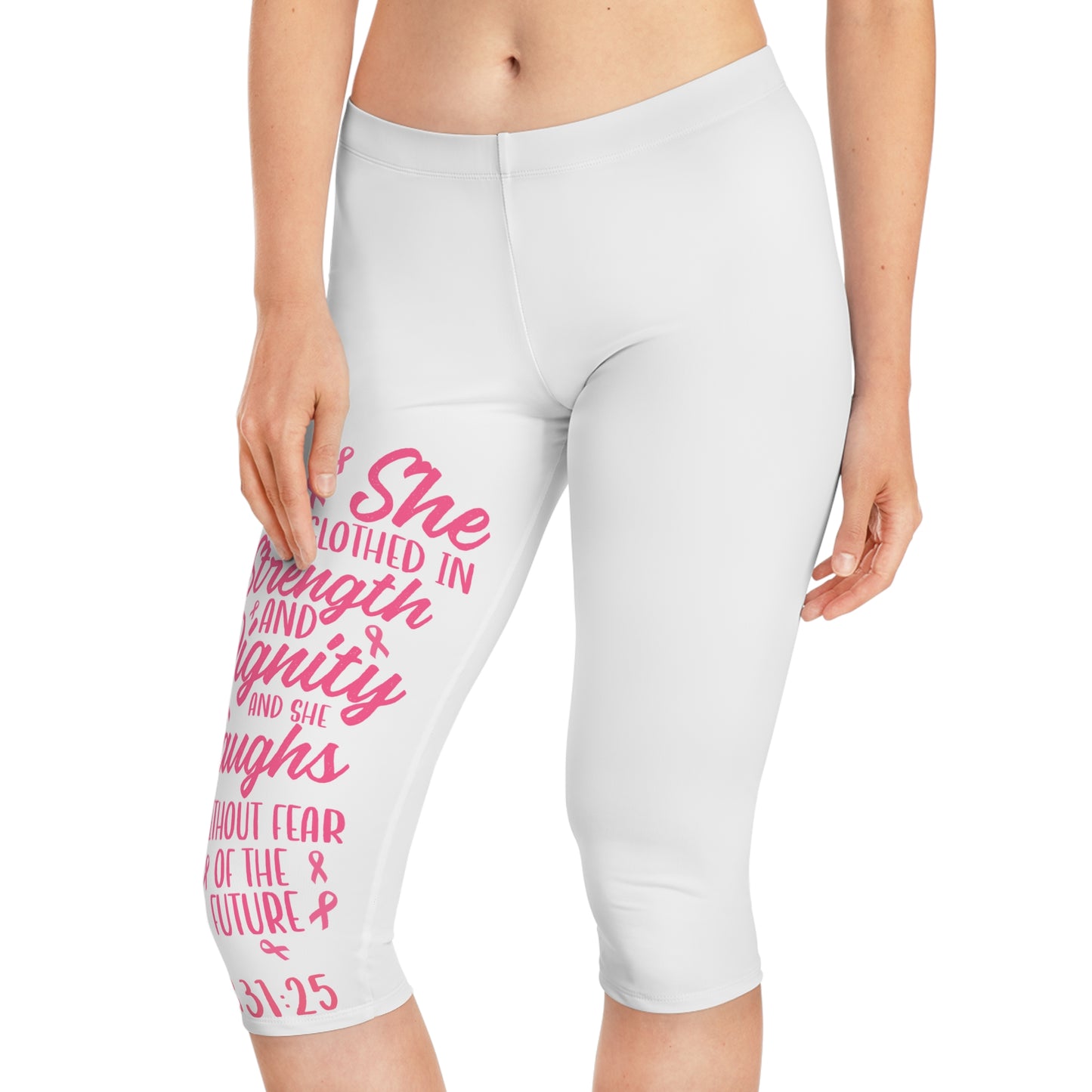 Inspirational Women’s Capri Leggings - Strength & Dignity Design