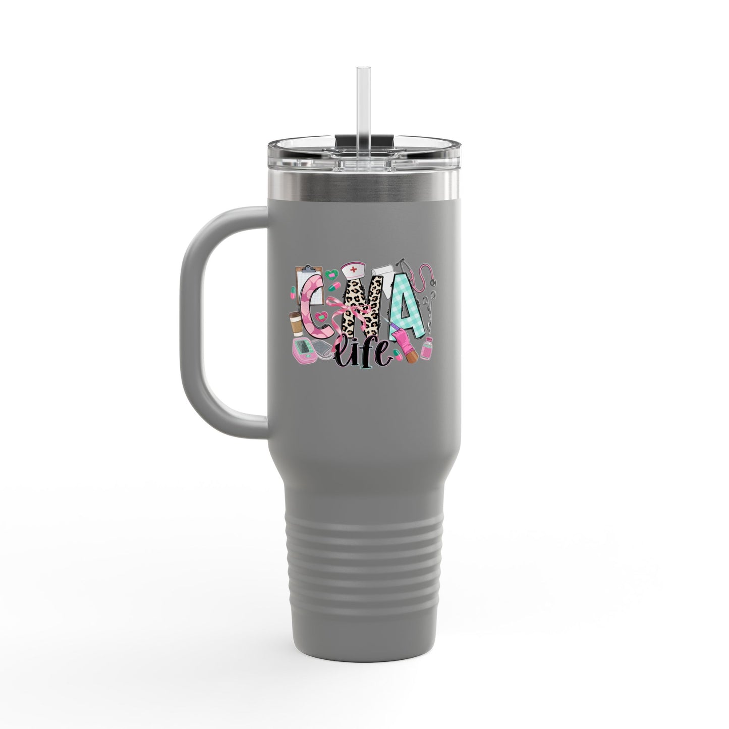 Travel Mug, 40oz 'Glam Life' Design for Medical Professionals, CNA Life