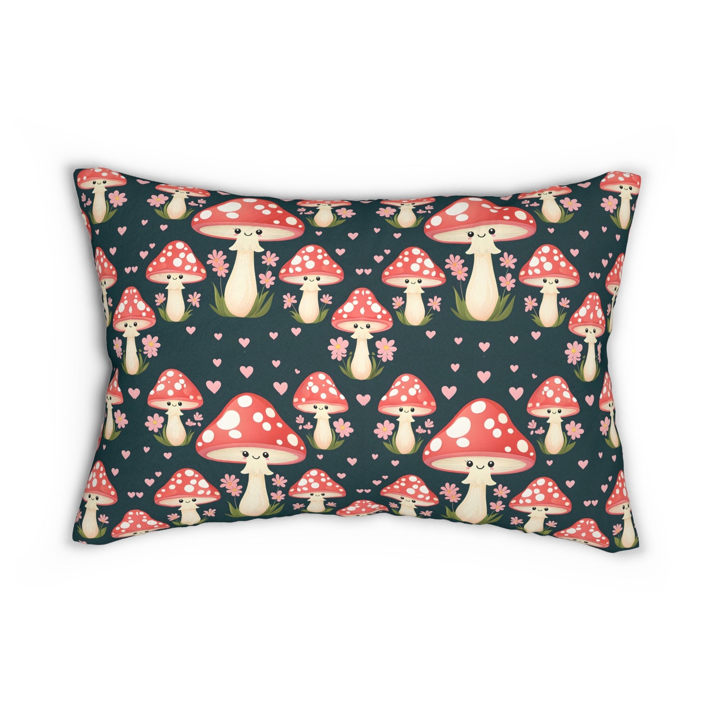 Whimsical Mushroom Lumbar Pillow | Cozy Couch Decor, Cute Pillow for Home, Boho Decor, Gift for Mushroom Lovers, Nature-Inspired Accent