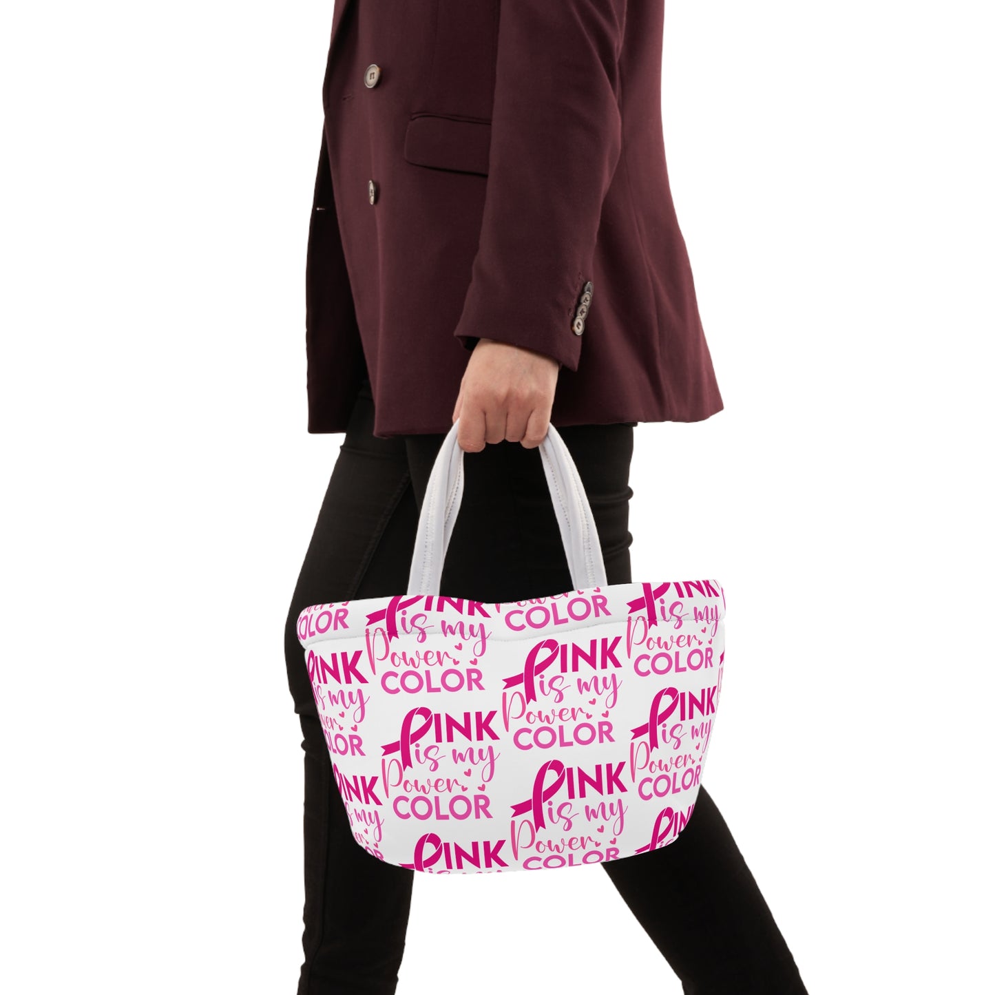 Empowering Pink Lunch Bag for Her, Breast Cancer Awareness Gift, Cute Tote for Work, School, Yoga or Picnic, Supportive Gift Idea, Stylish