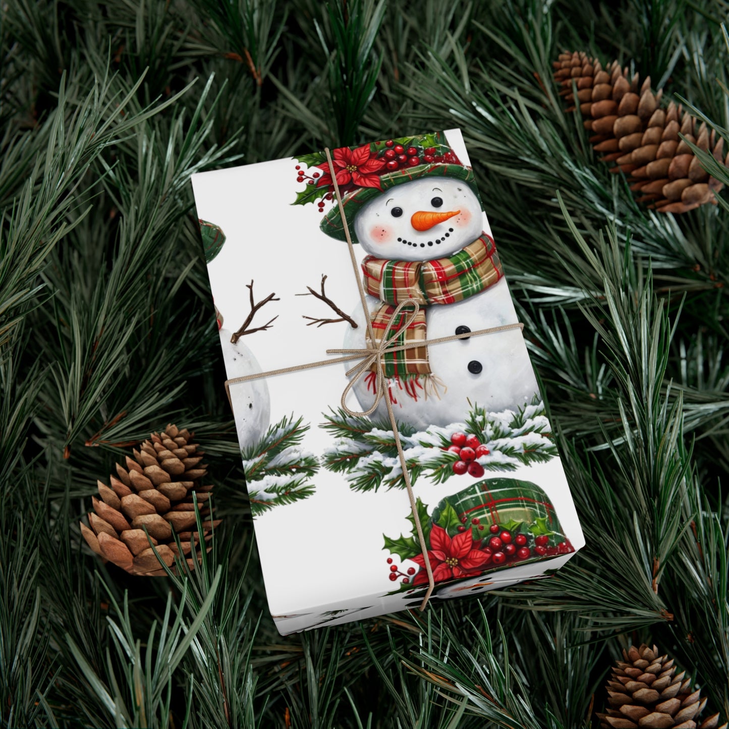 Christmas Gift Wrap Papers - Festive Snowman Design