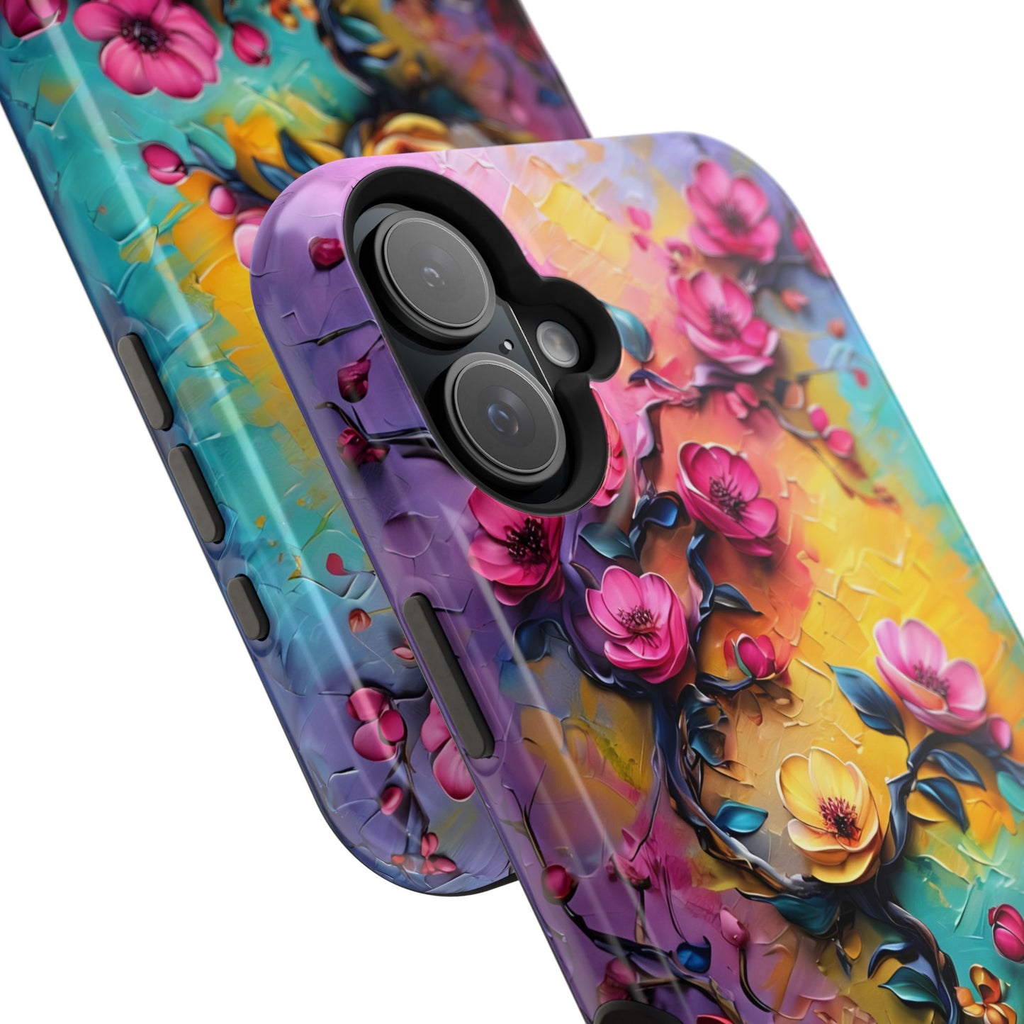 Floral Magnetic Tough Case, Vibrant Phone Cover, Durable Protection, Gift for Flower Lovers, Colorful Floral Design