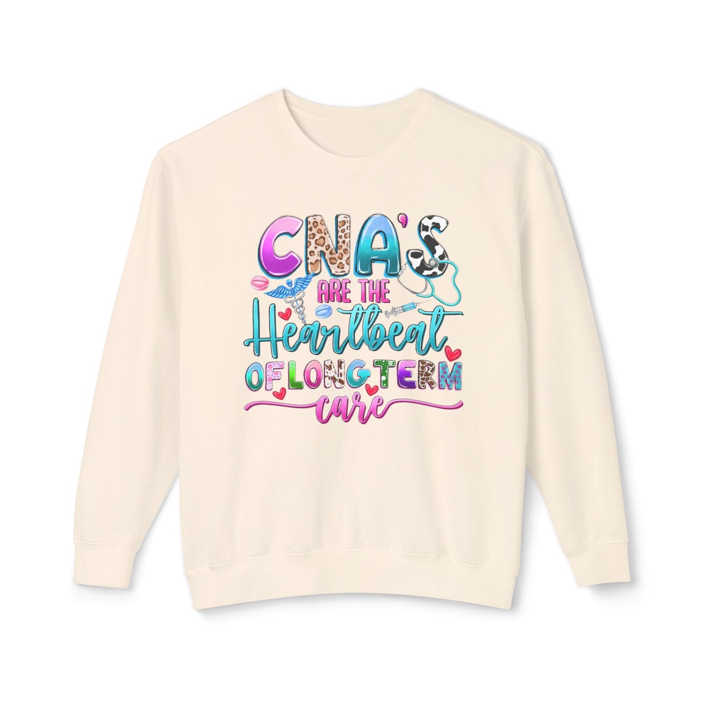 CNA Heartbeat Long-Term Care Sweatshirt, Unisex Crewneck Sweater for Nurses, Gift for Caregivers, Medical Appreciation Apparel