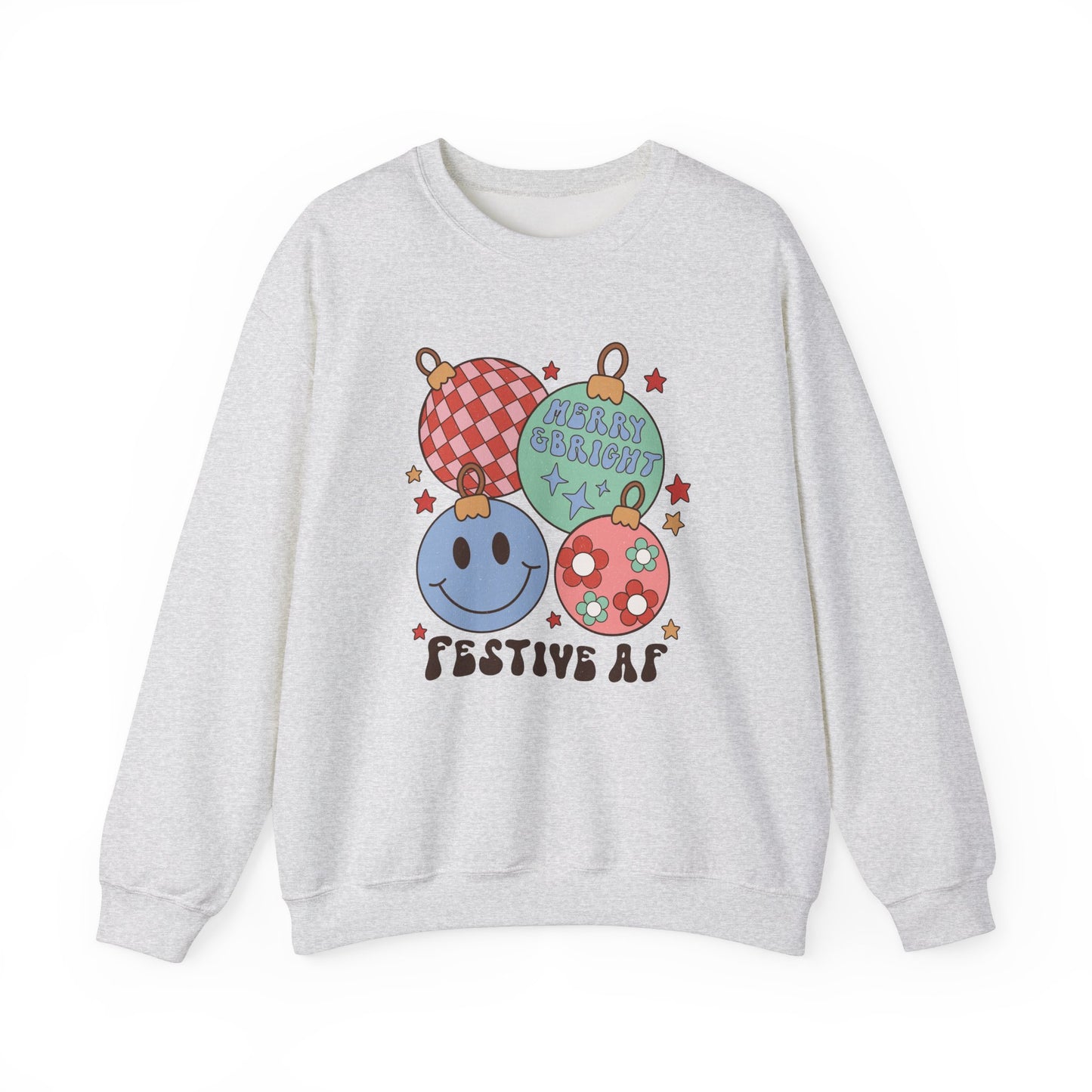 Festive AF Christmas Sweatshirt, Unisex Holiday Crewneck, Merry & Bright Winter Wear, Cozy Christmas Gift, Fun Seasonal