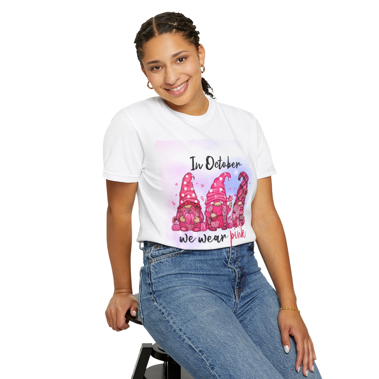 In October We Wear Pink T-Shirt, Breast Cancer Awareness Shirt, Gift for Her, Cute Fall Tee, Unisex Casual Top