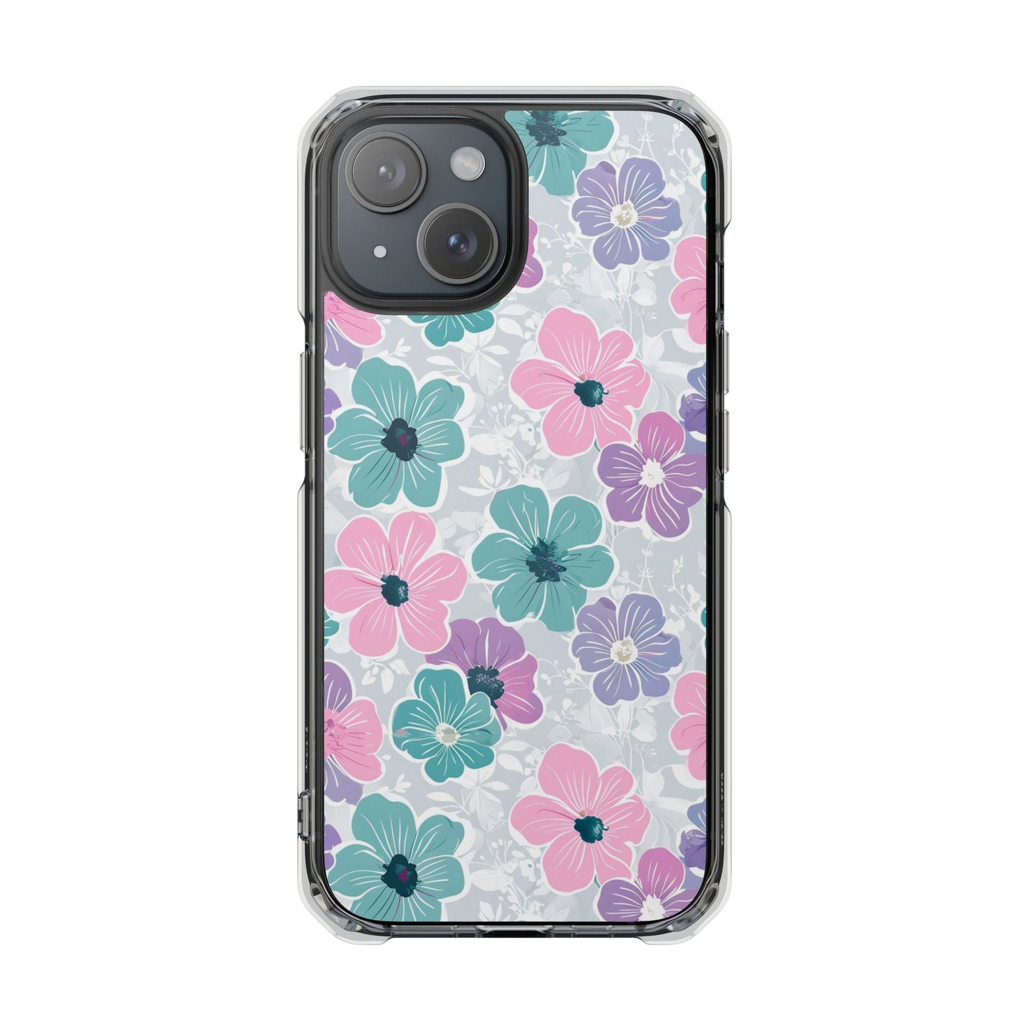 Floral Phone Case, Vibrant Flower Design, Magnetic Clear Impact Cases for Protection, Spring Vibes, Gift for Her, Cute Phone Cover