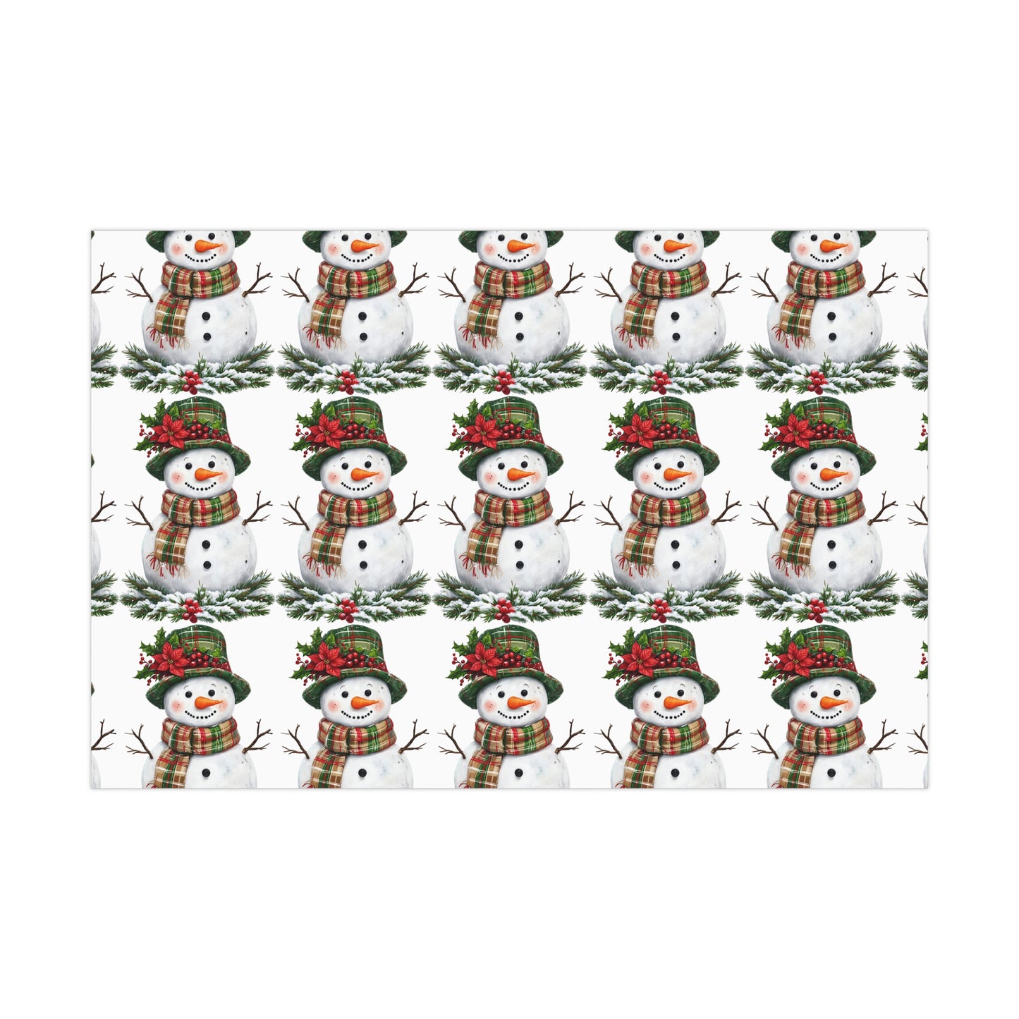 Christmas Gift Wrap Papers - Festive Snowman Design