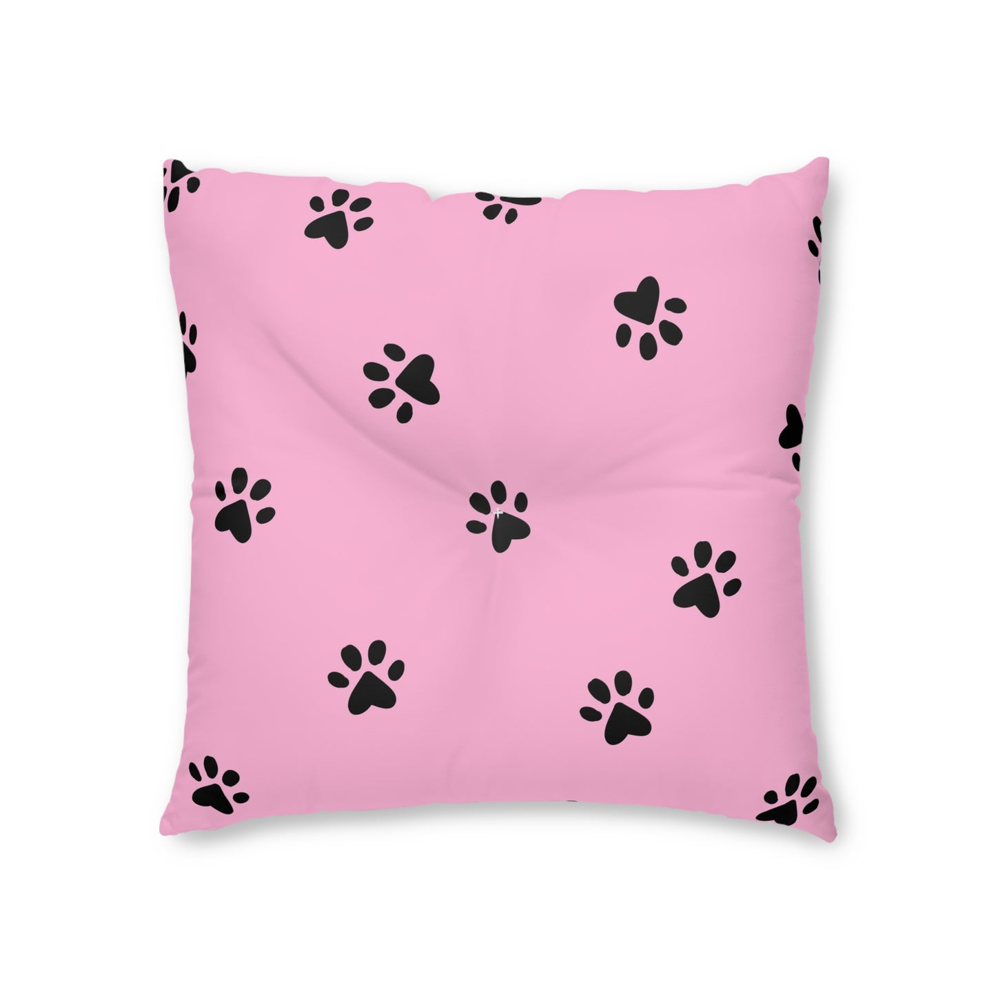 Cute Pet Paw Print Tufted Floor Pillow - Cozy Dog Cat Decor, Pink Pet Lover Gift, Lounge Cushion, Home Accents, Animal Theme