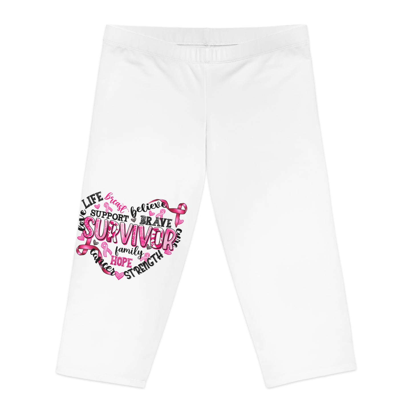 Inspirational Women's Capri Leggings - Support Survivors with Hope & Strength Design