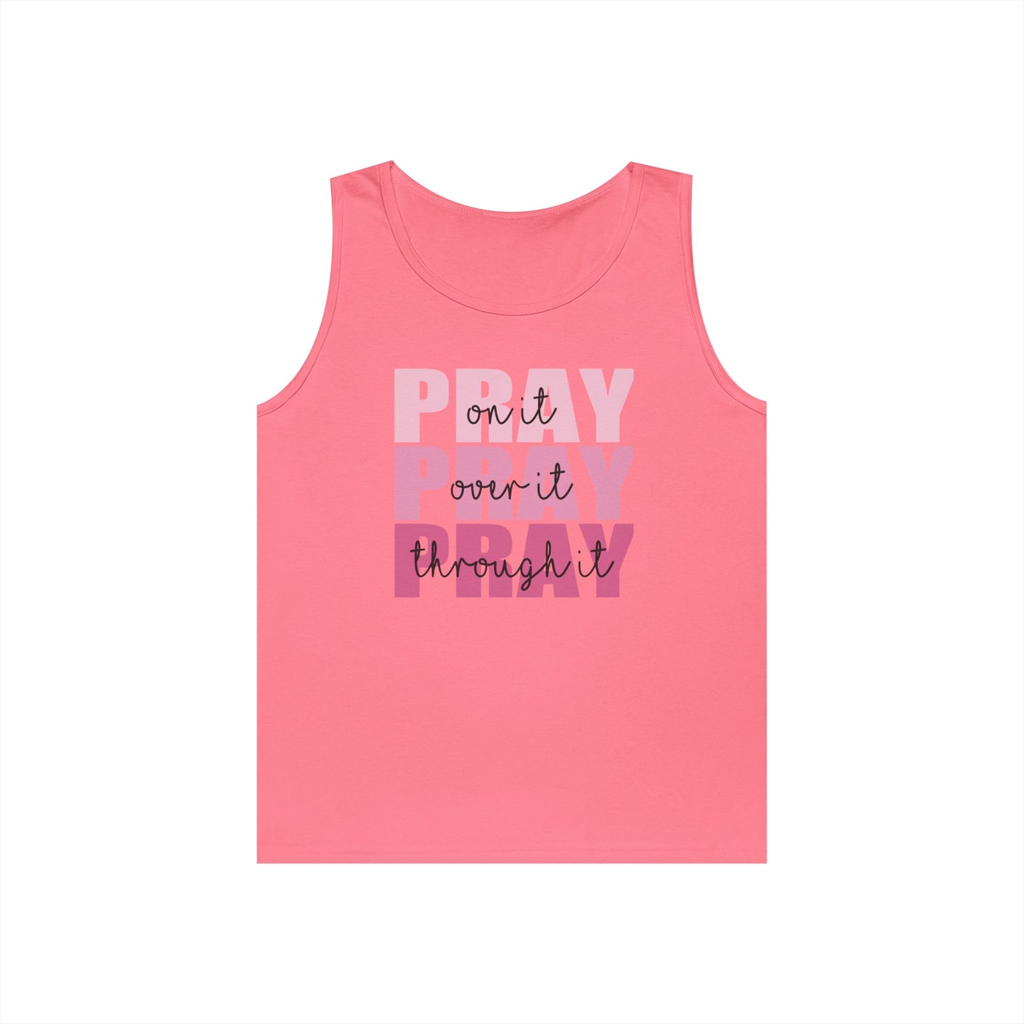 Motivational Unisex Cotton Tank Top - "Pray on It, Pray Over It, Pray Through It"