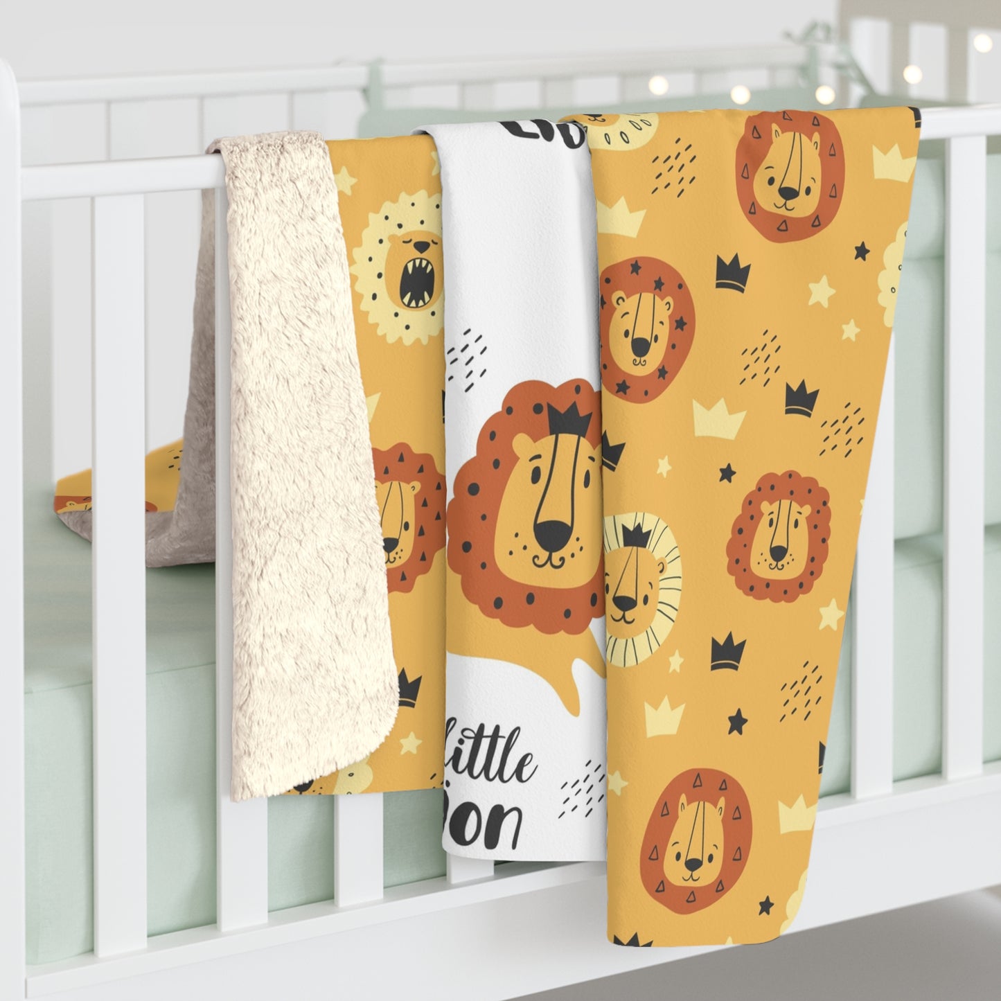 Little Lion Sherpa Fleece Blanket - Cozy Baby Blanket, Nursery Decor, Baby Shower Gift, Kids Plush Throw, Safari Kids Bedding