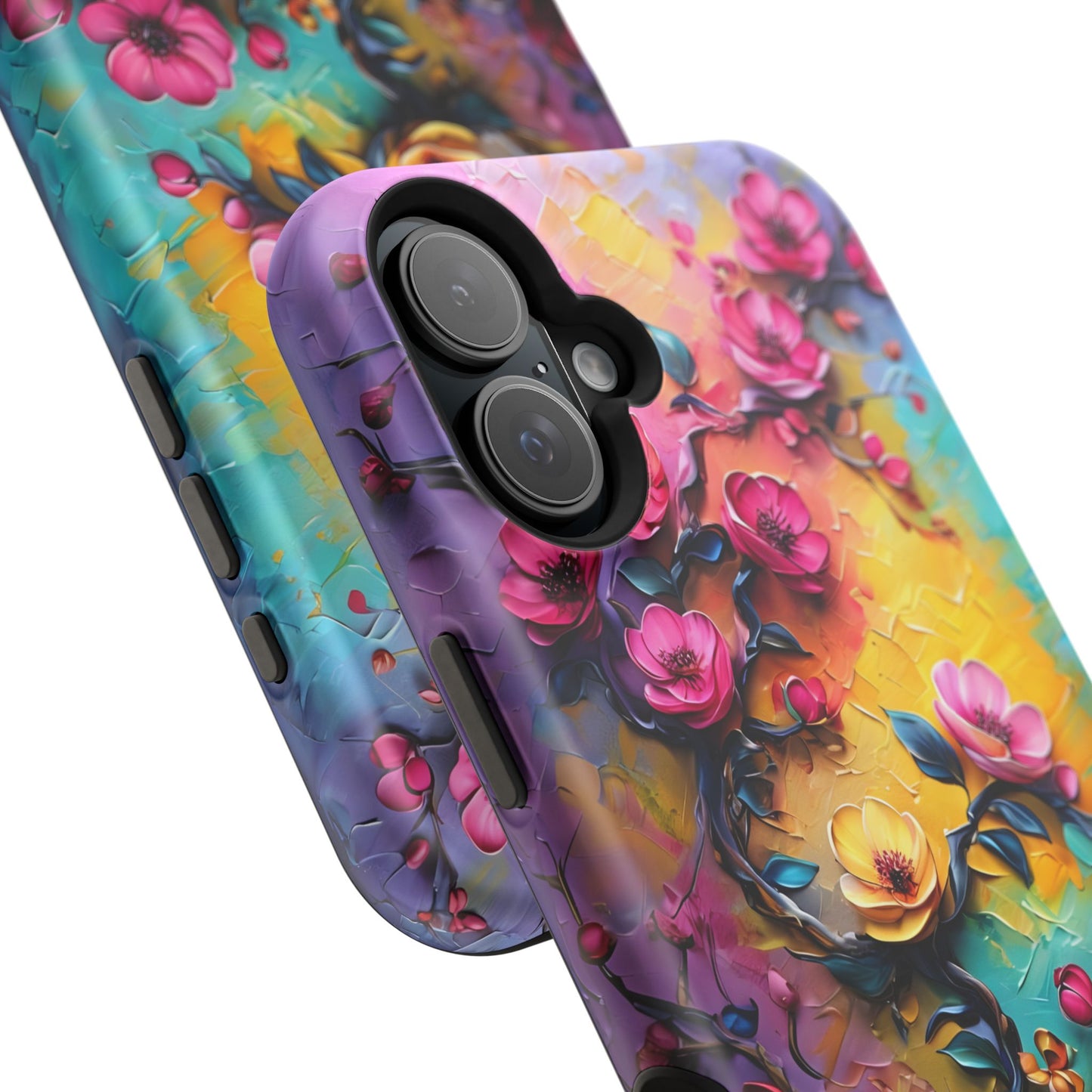 Floral Magnetic Tough Case, Vibrant Phone Cover, Durable Protection, Gift for Flower Lovers, Colorful Floral Design