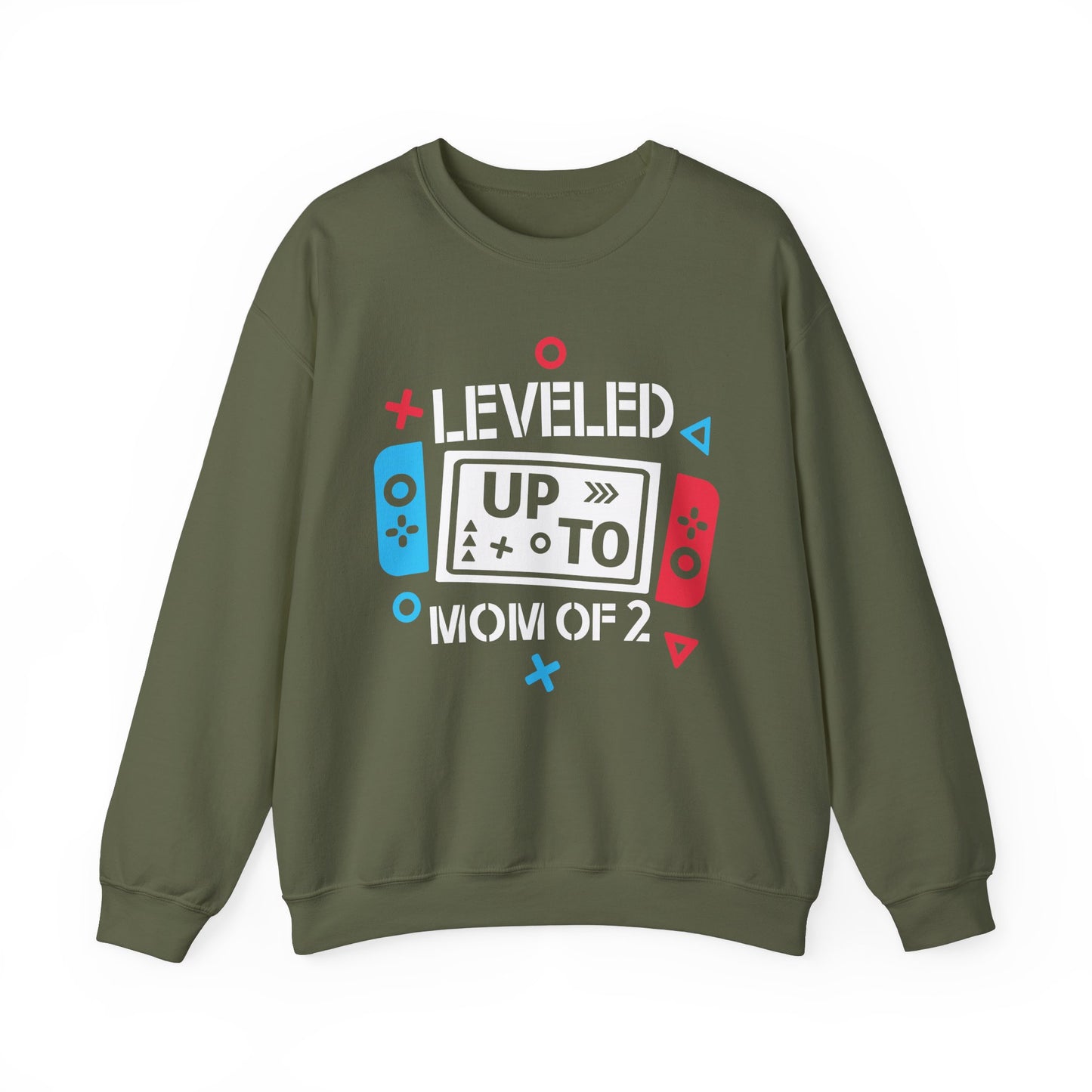 Leveled Up Mom of 2 Crewneck Sweatshirt – Gaming Gift for Moms