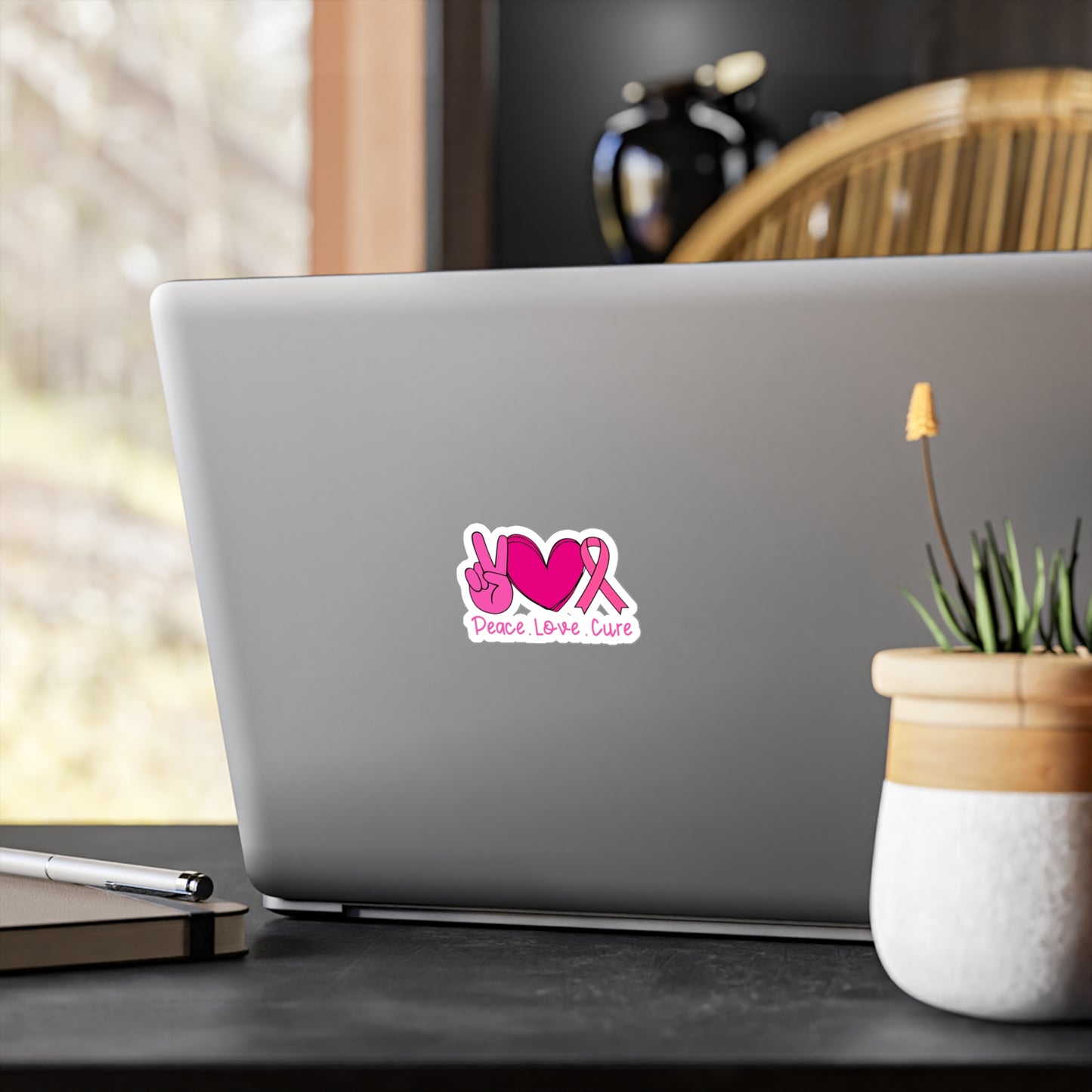 Peace Love Cure Vinyl Decals - Pink Ribbon Stickers for Awareness & Support