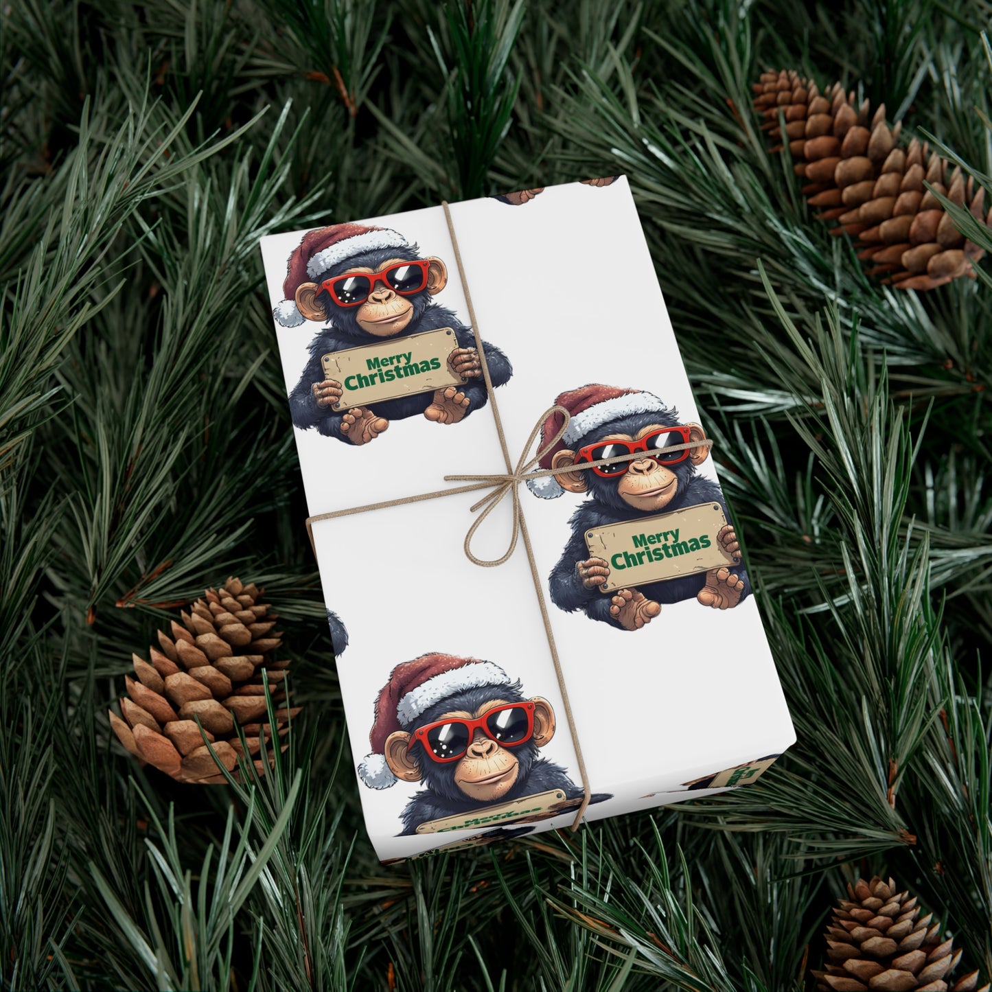 Whimsical Monkey Holiday Wrapping Paper, Gift Wrap Papers, Christmas Wrapping Paper, Festive Present Wrap, Unique Holiday Wrap