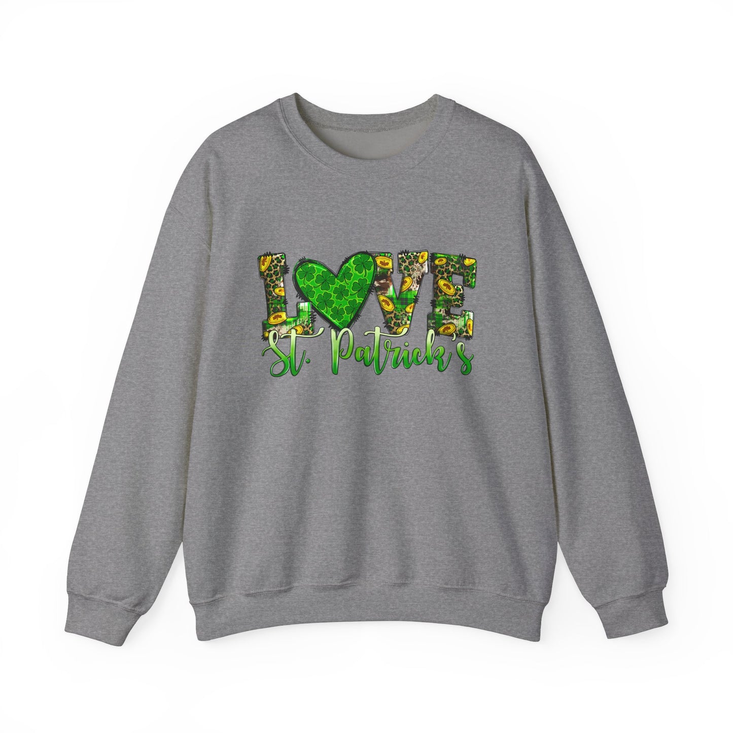 St. Patricks Day Love Sweatshirt, Cozy Crewneck for Celebrations, Unisex Gift, Festive Apparel, Holiday Style, Irish Pride