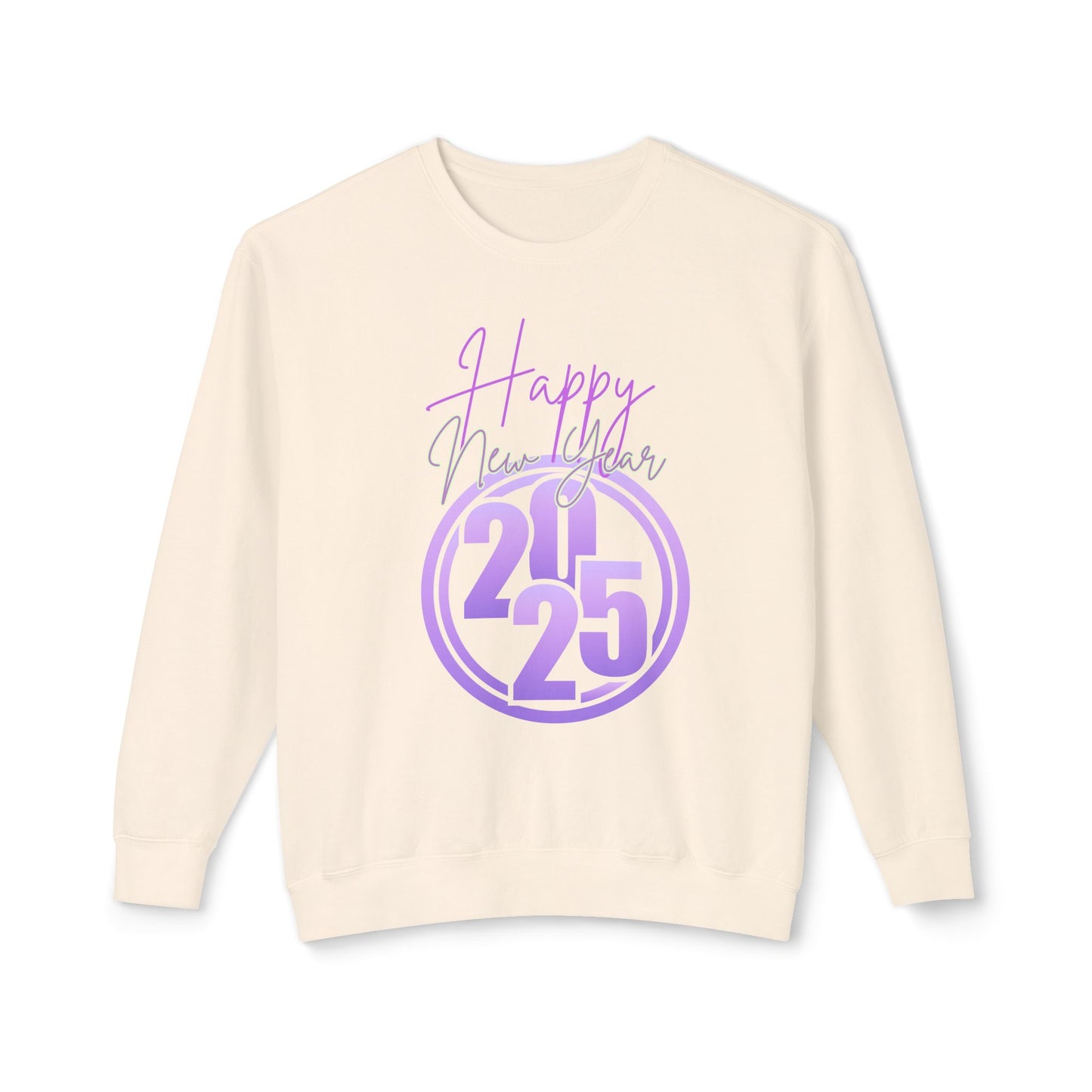 Happy New Year 2025 Unisex Lightweight Crewneck Sweatshirt, Cozy Casual Wear, Perfect NYE Gift, Celebration Apparel, Winter Layering