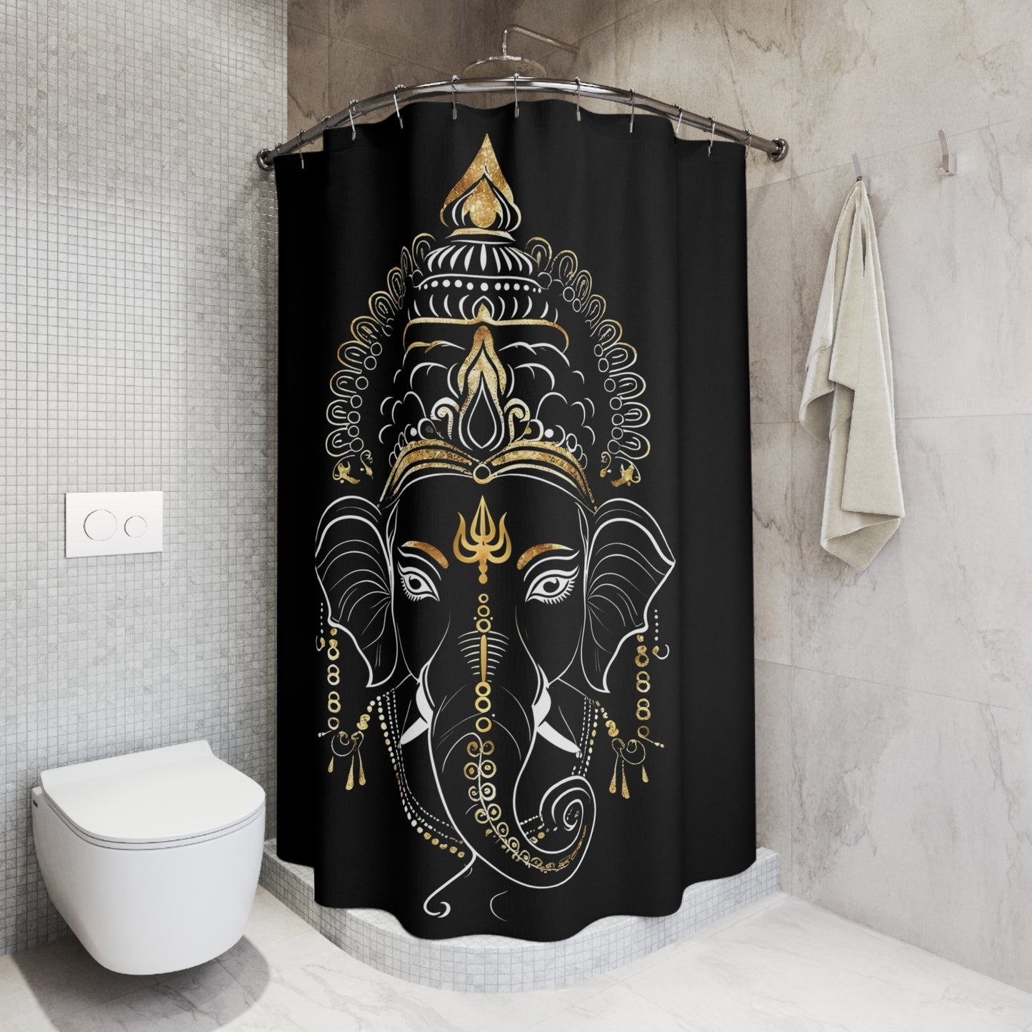 Elegant Ganesha Shower Curtain - Spiritual Home Decor for Tranquil Bathrooms