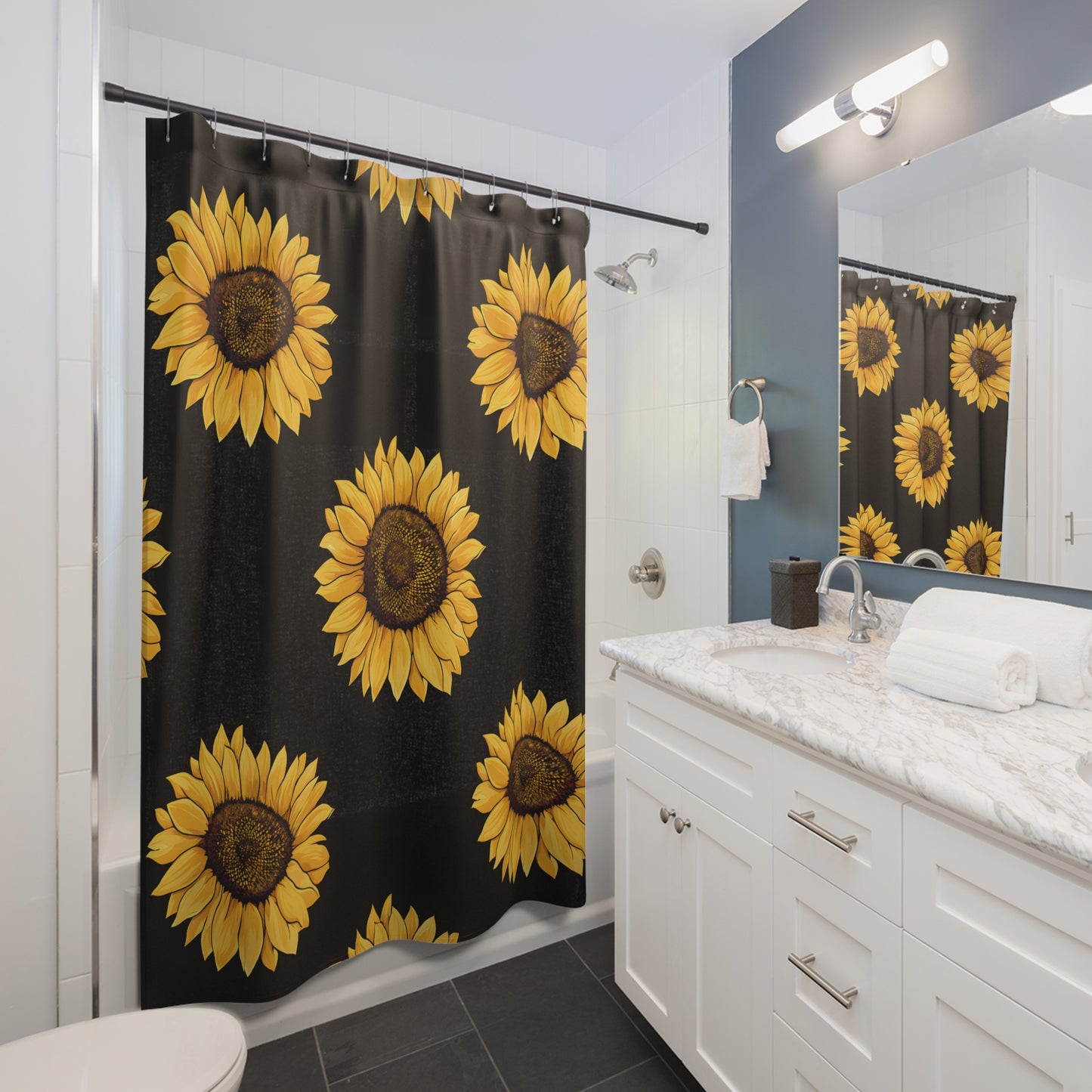 Sunflower Shower Curtain | Brighten Your Bathroom, Floral Decor, Gift for Flower Lovers, Summer Vibes, Home Makeover