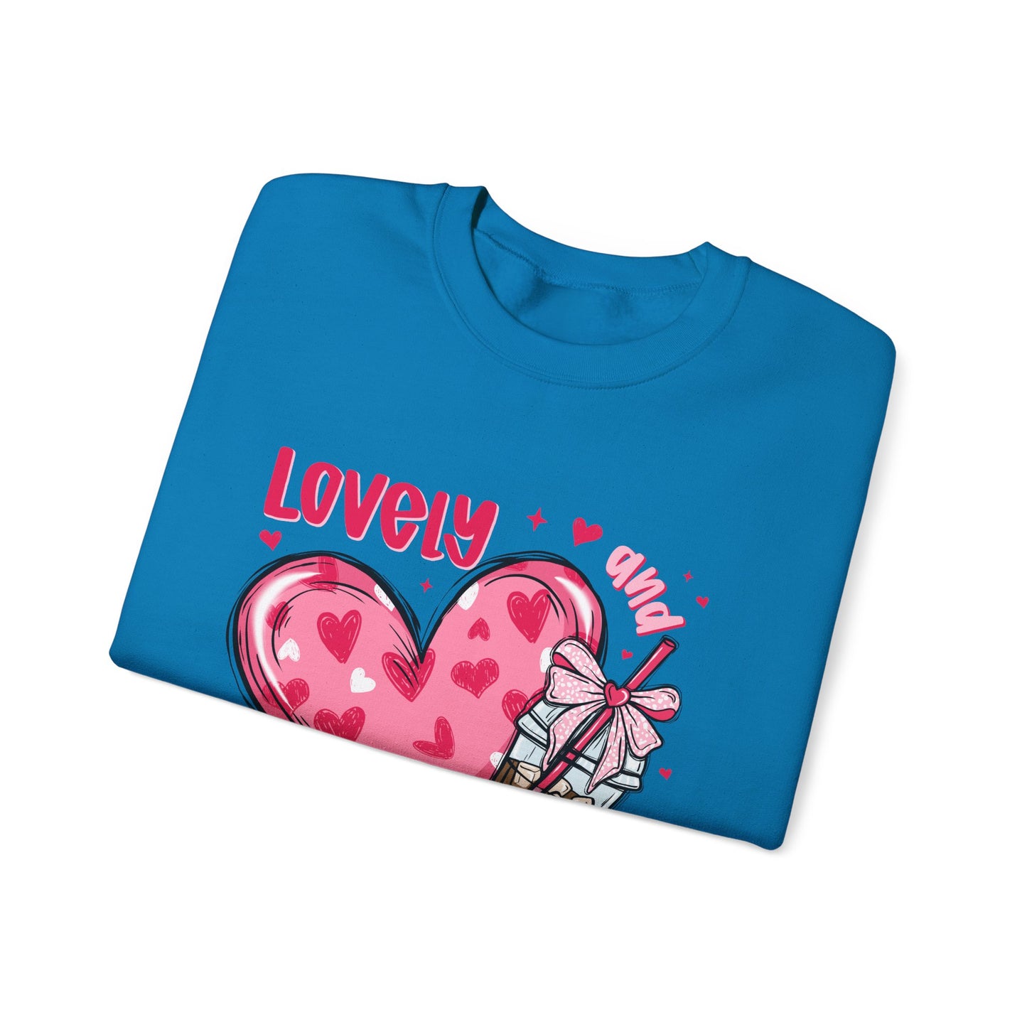 Lovely Caffeinated Unisex Crewneck Sweatshirt - Cozy Heart Design