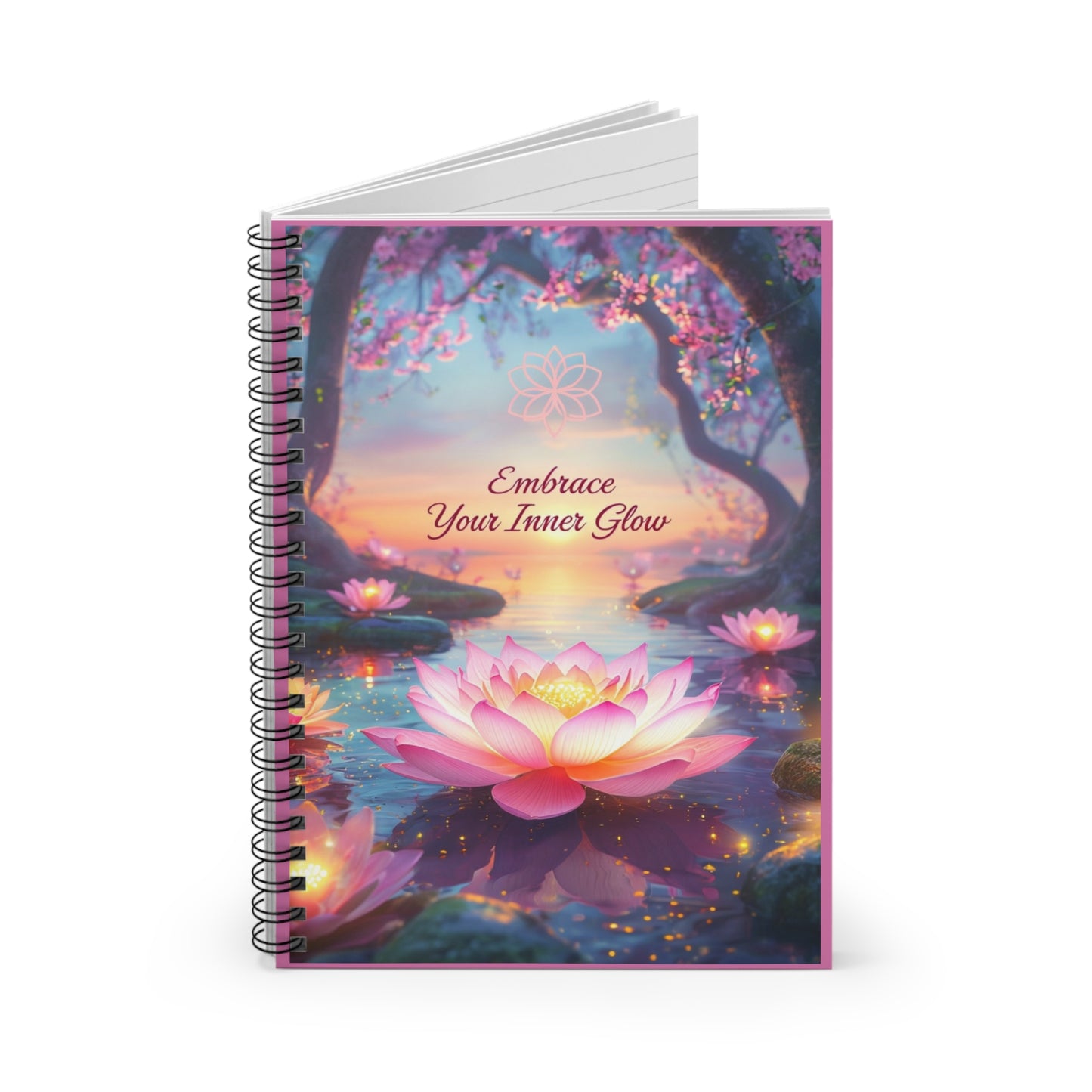 Embrace Your Inner Glow Spiral Notebook - Inspirational Journal, Gift for Mindfulness, Meditation, Yoga, Flower Art