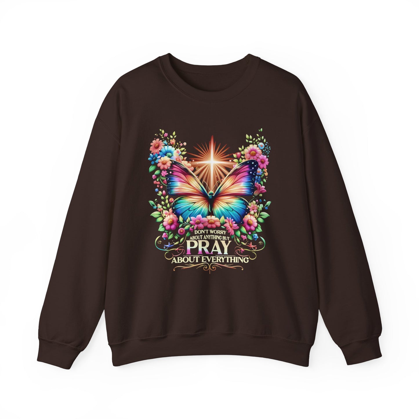 Butterfly Prayer Sweatshirt, Unisex Cozy Crewneck, Inspirational Gift, Floral Design, Casual Wear, Spring Fashion