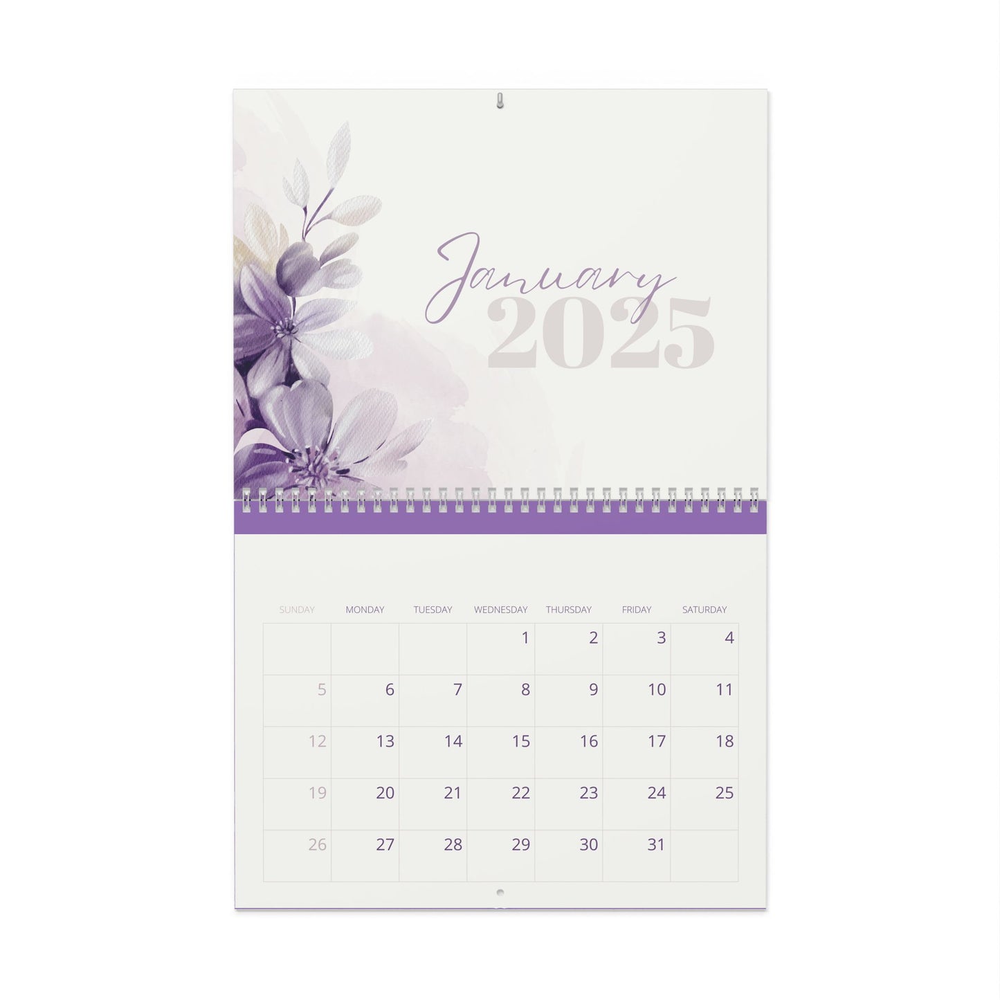 Elegant Floral Wall Calendar - Monthly Planner & Home Decor, Gift for Her, Office Wall Art, Motivational - 2025 Calendar