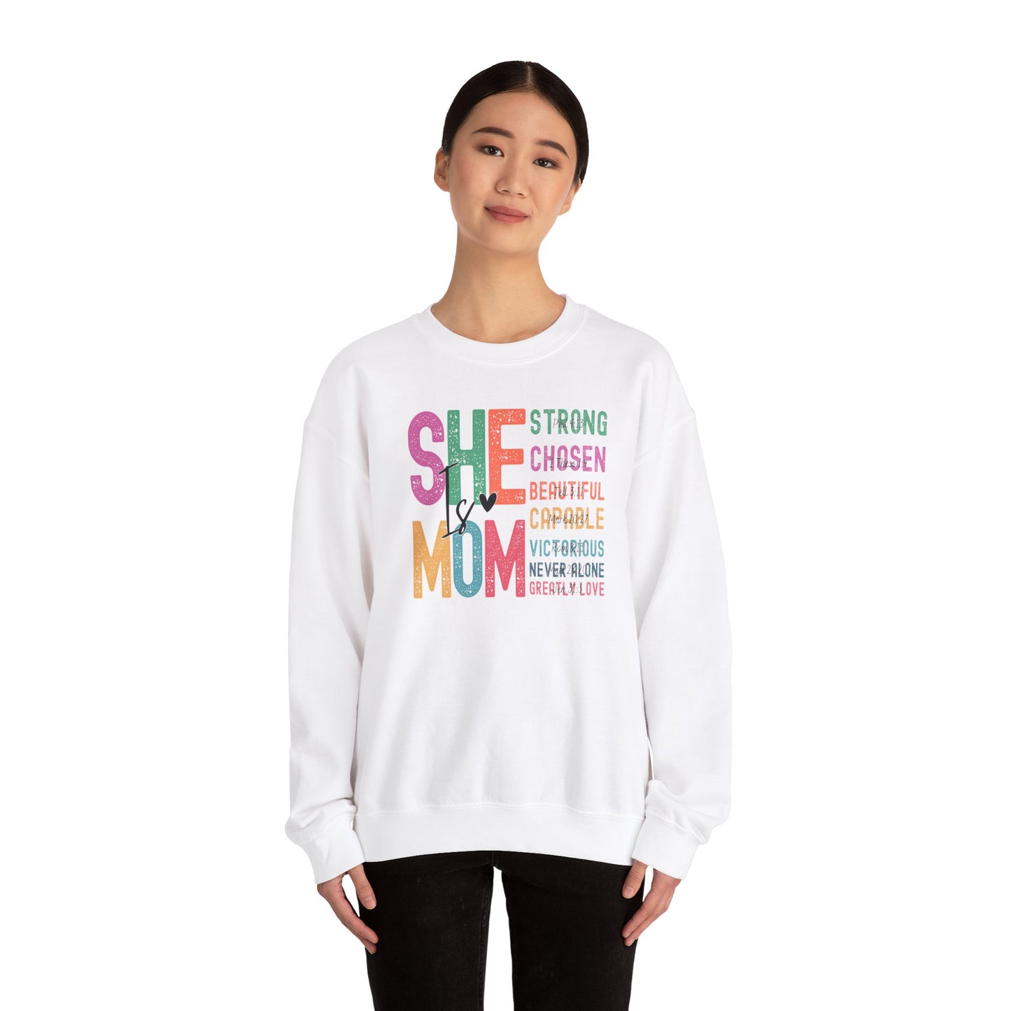 She Is Mom Sweatshirt, Inspirational Crewneck, Mother's Day Gift, Cozy Pullover for Moms, Unique Mom Appreciation Gift