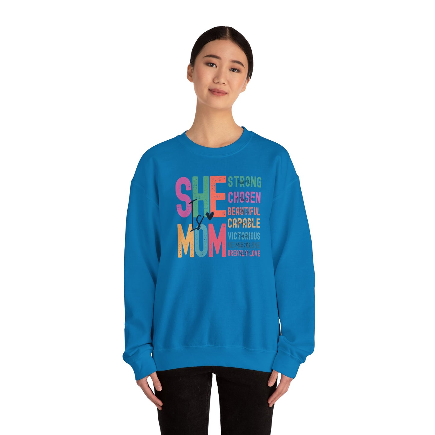 She Is Mom Sweatshirt, Inspirational Crewneck, Mother's Day Gift, Cozy Pullover for Moms, Unique Mom Appreciation Gift