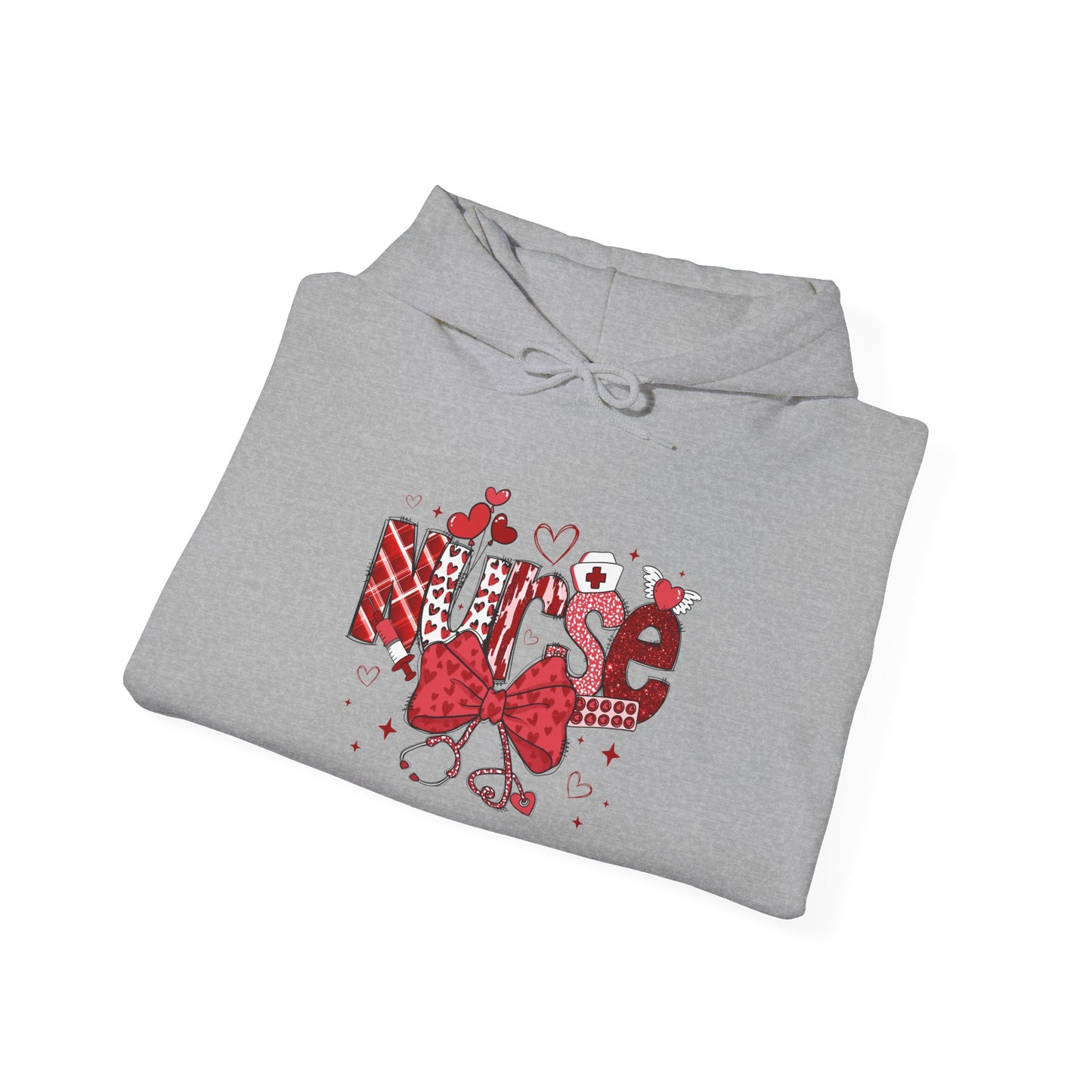 Nurse Love Unisex Hooded Sweatshirt - Cozy Valentine's Gift