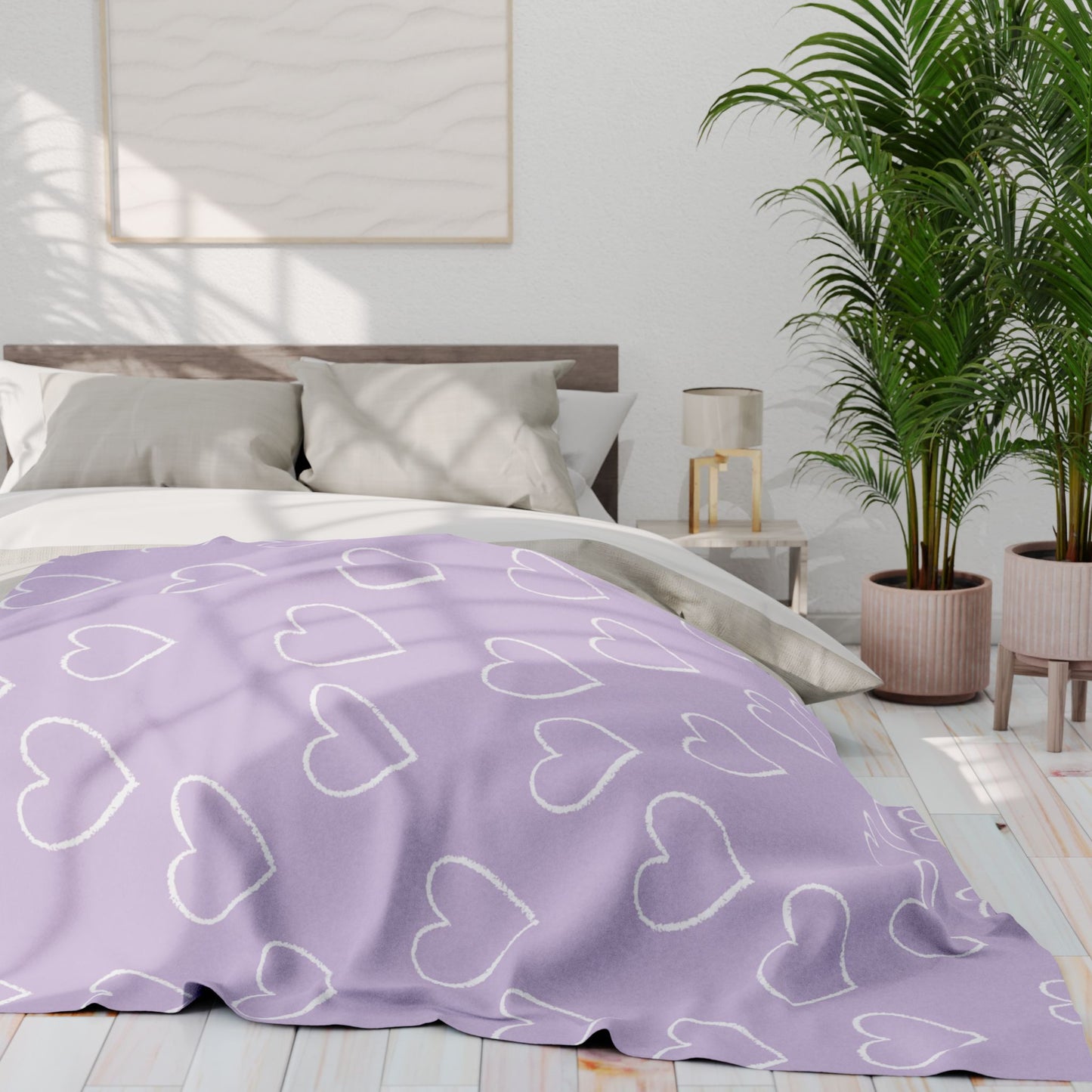 Sweetheart Purple Fleece Blanket, Cozy Throw for Love, Heart Patterned Decor, Gift for Her, Valentines Day, Home Comfort