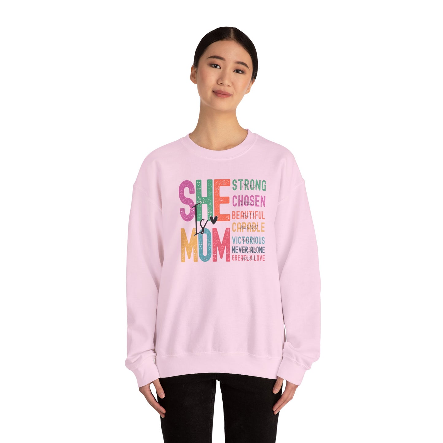 She Is Mom Sweatshirt, Inspirational Crewneck, Mother's Day Gift, Cozy Pullover for Moms, Unique Mom Appreciation Gift